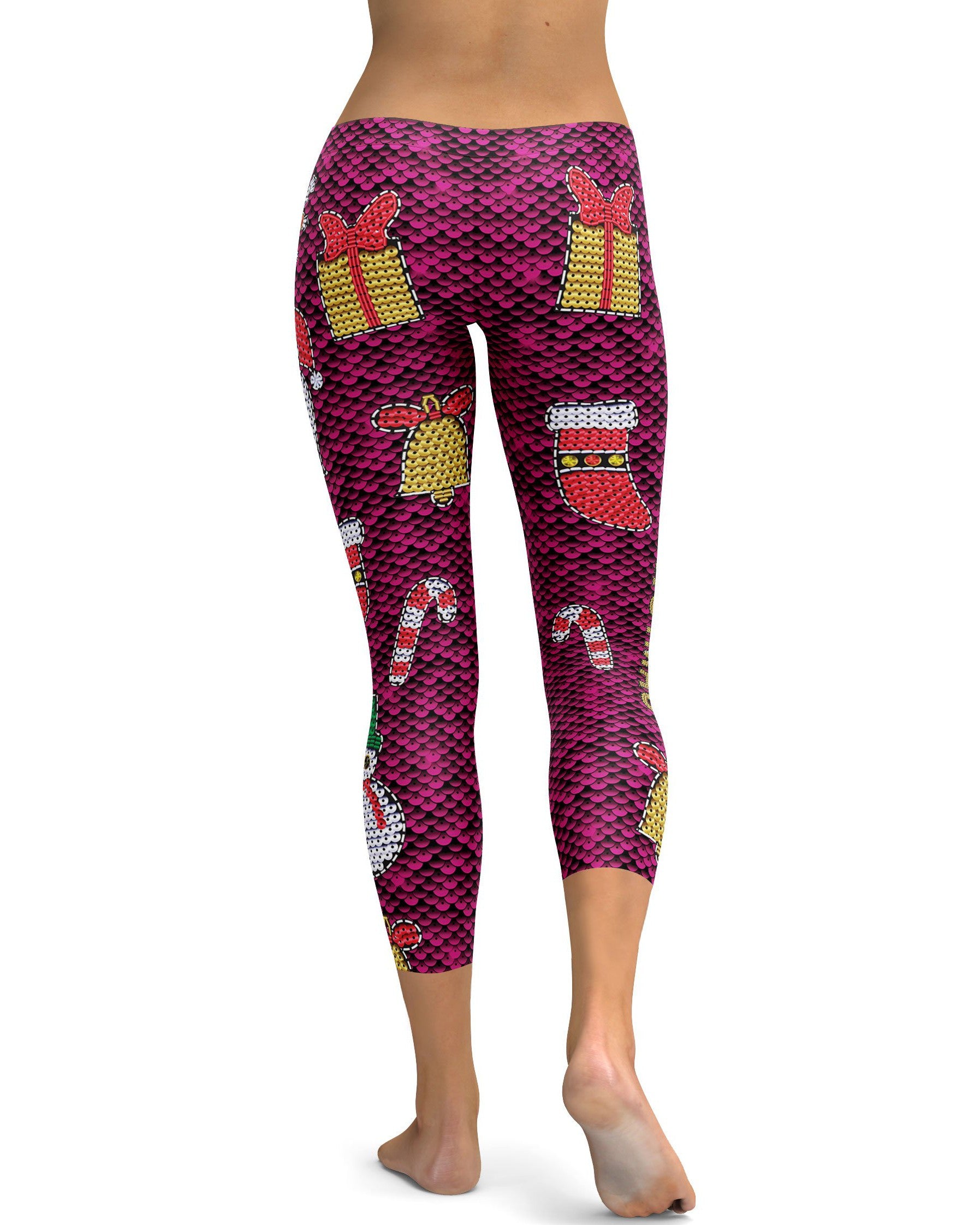 Christmas Paillette Capris - GearBunch Leggings / Yoga Pants