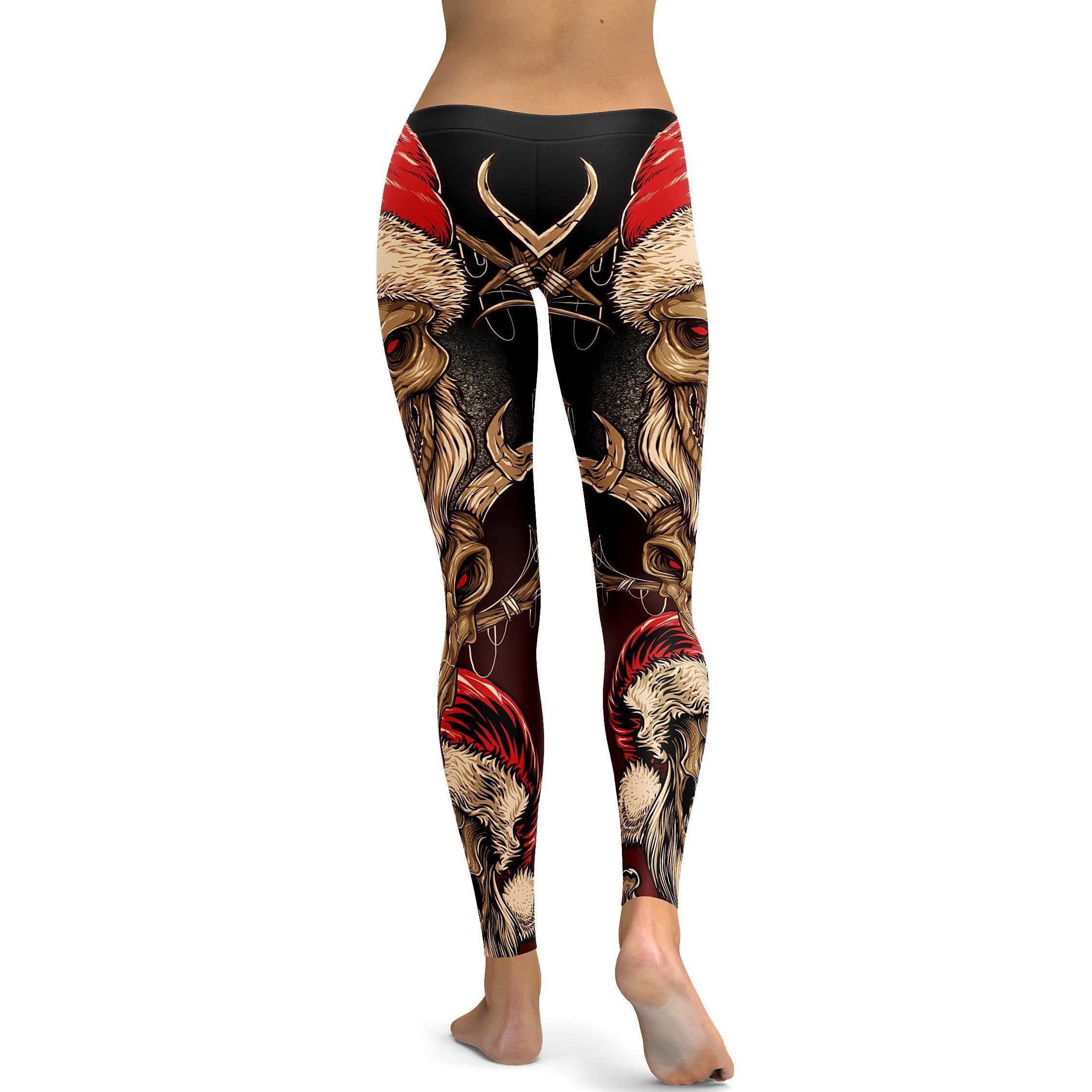 Santa & Rudolph Skull Leggings - GearBunch Leggings / Yoga Pants