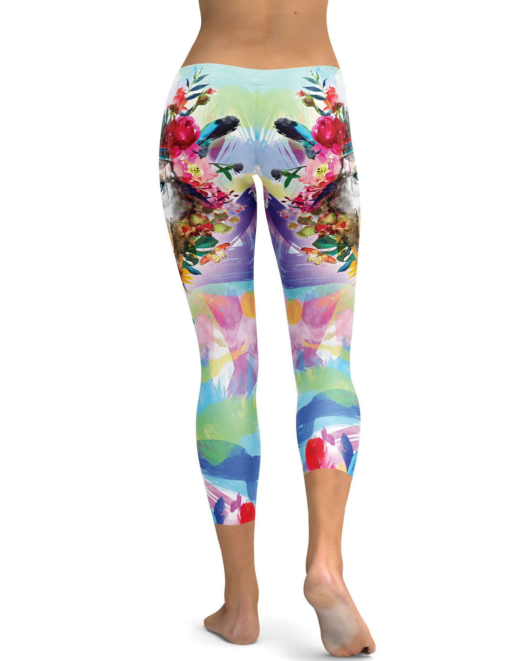 Watercolor Colorful Lion Capris