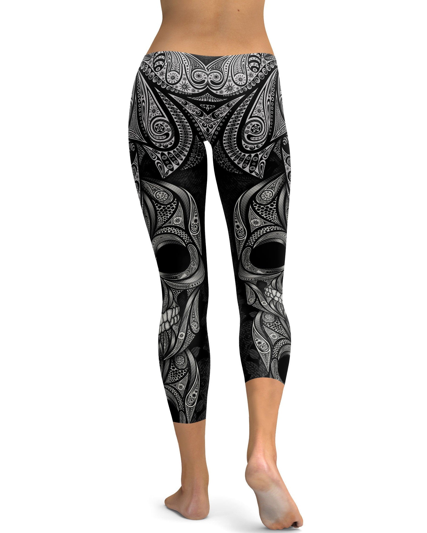 Ornamental Skull Capris - GearBunch Leggings / Yoga Pants