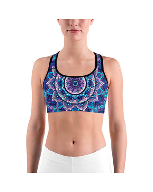 Colorful Blue Mandala Sports bra - GearBunch Leggings / Yoga Pants