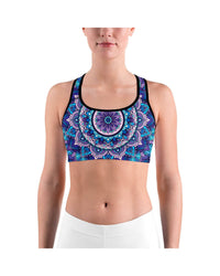 Colorful Block Mandala Sports Bra