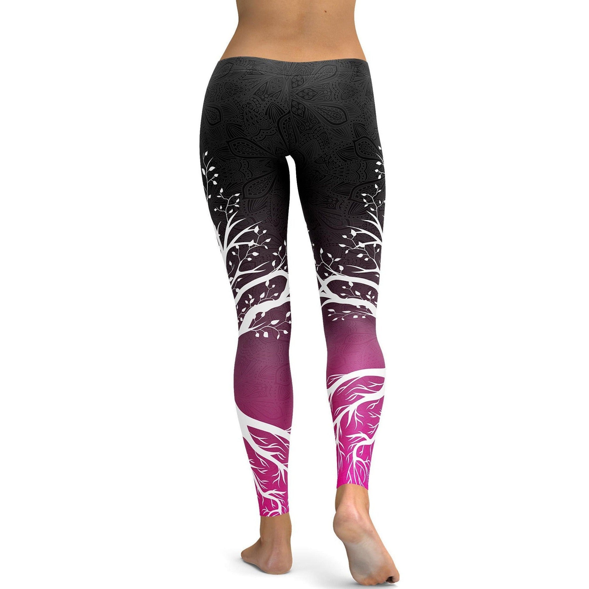 GearBunch - Black to Pink Tree of Life Leggings