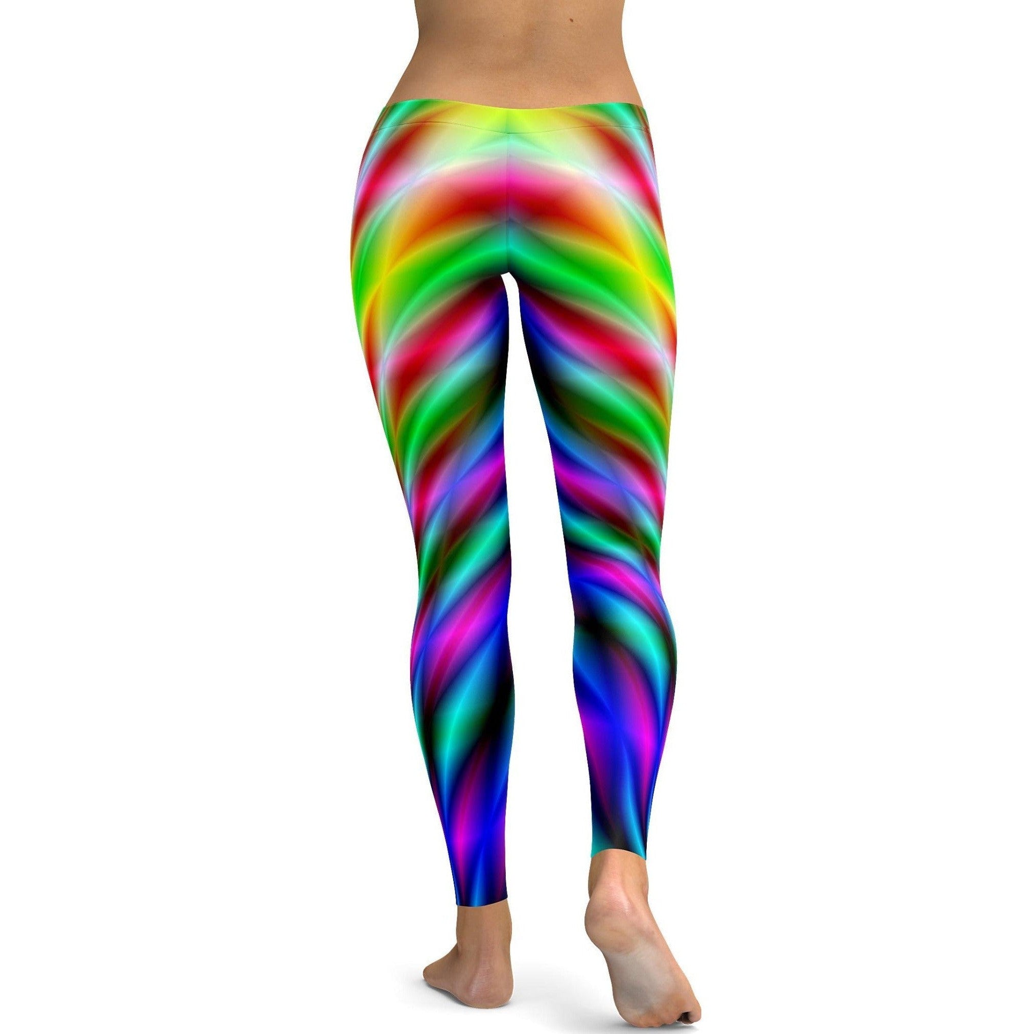 Womens Workout Yoga Psychedelic Neon Rave Leggings Green Gearbunch.com