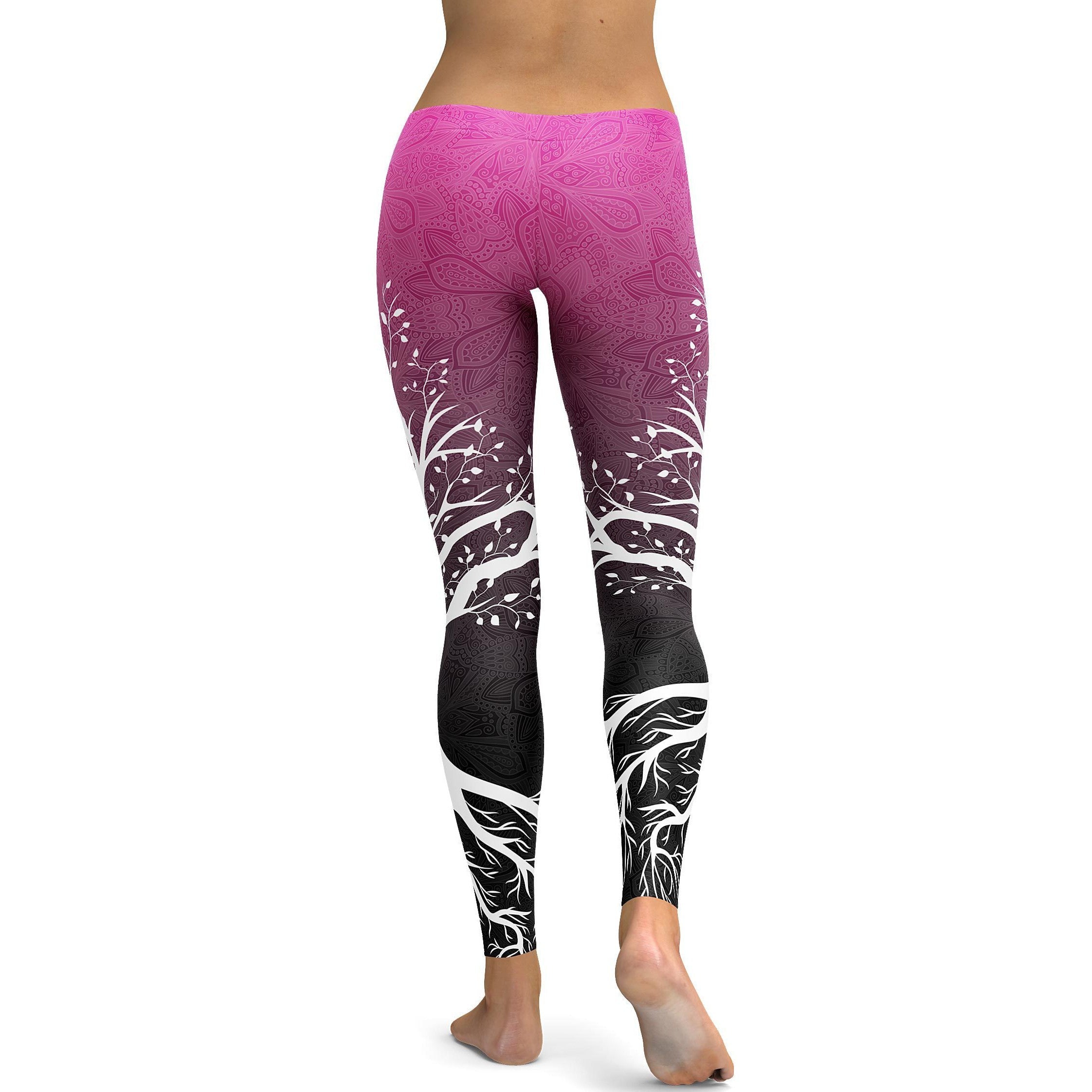 Pink to Black Tree of Life Leggings