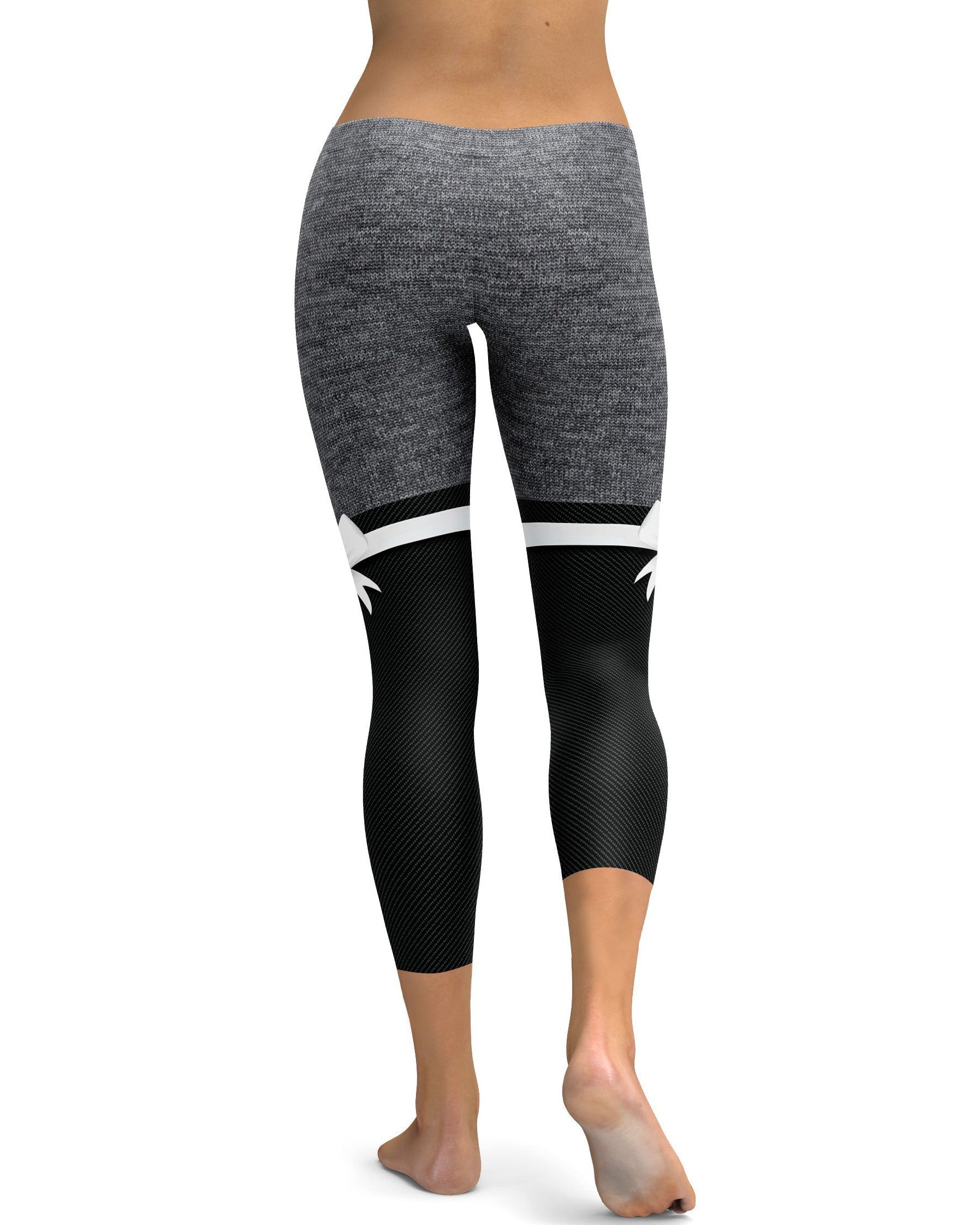 Grey Heathered Thigh High Bow Capris - GearBunch Leggings / Yoga Pants