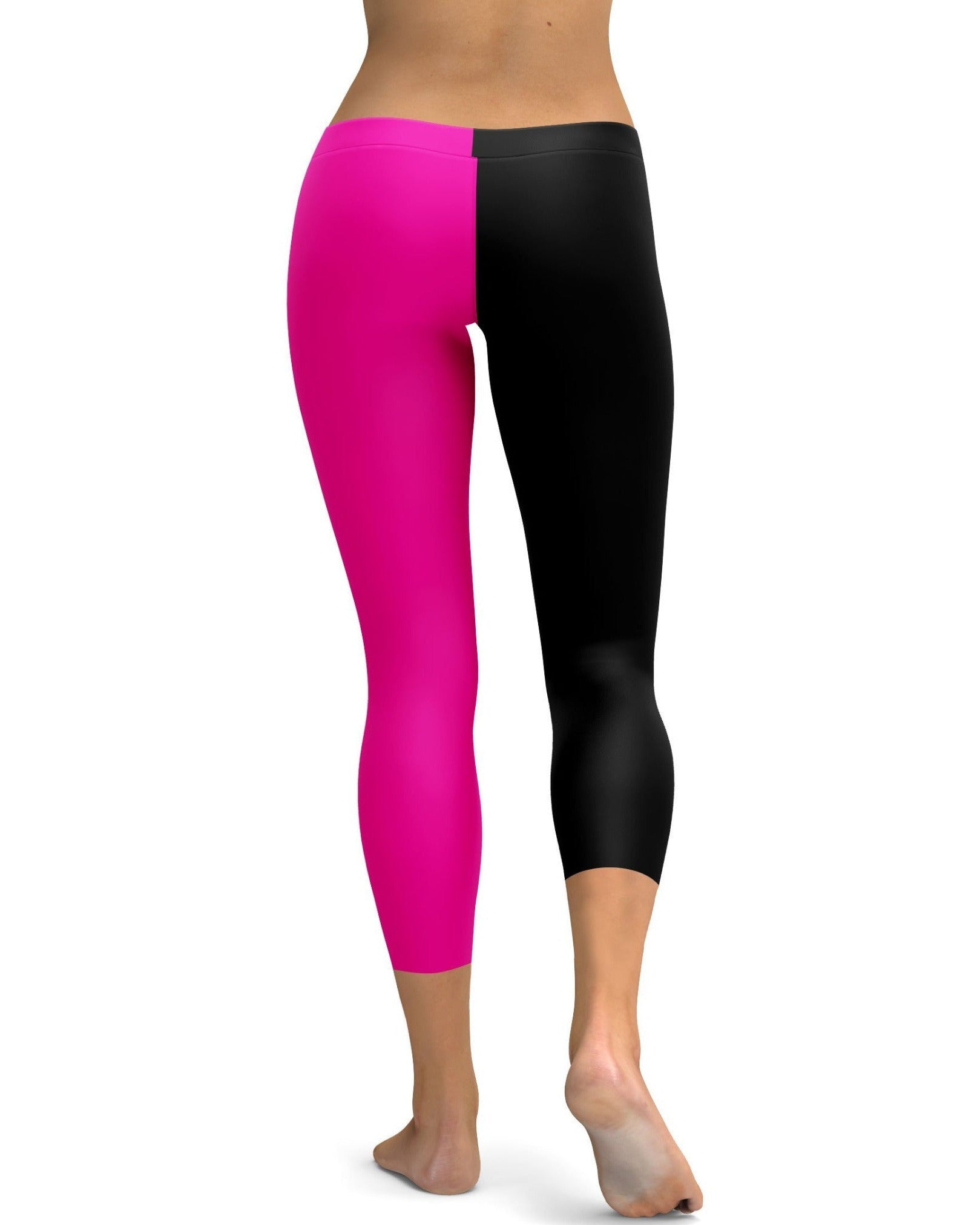 Two Tone Pink & Black Capris - Gearbunch