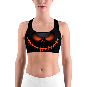 Halloween Evil Pumpkin Grin Sports bra