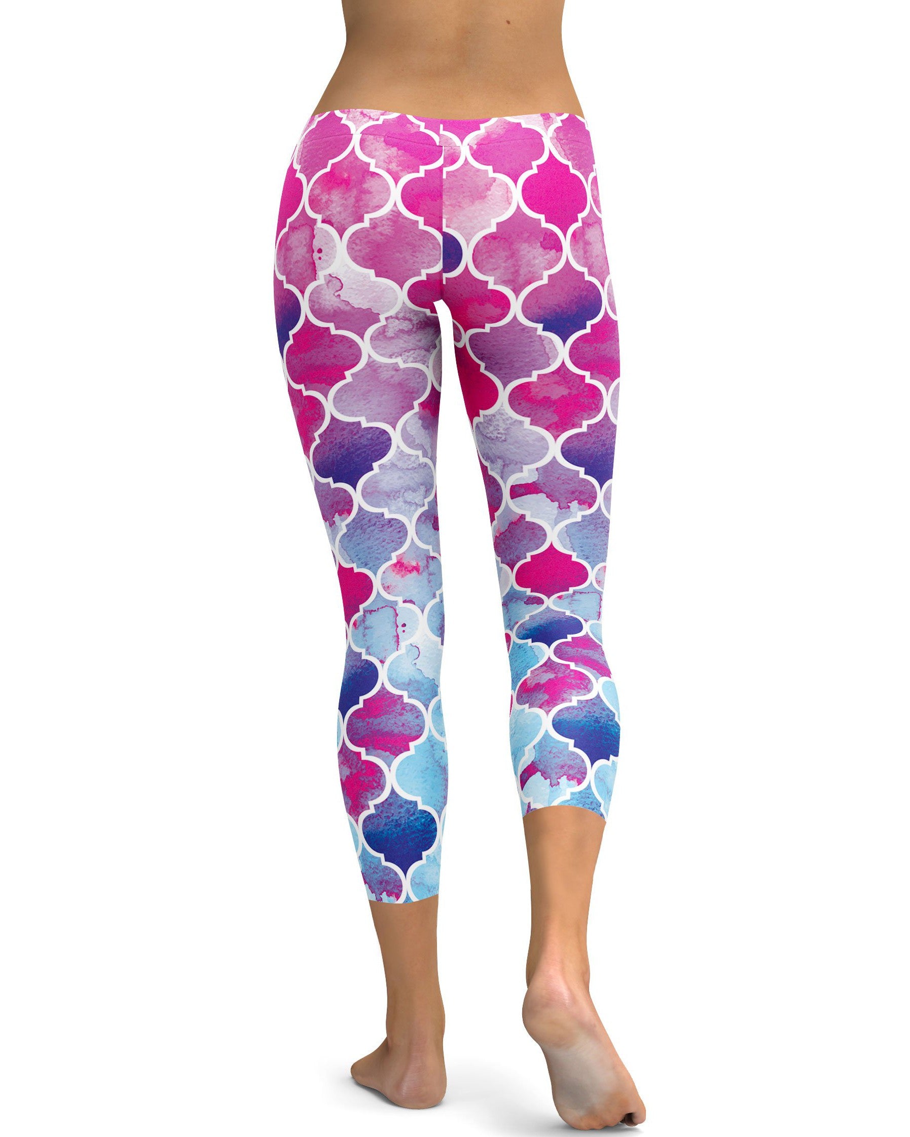 Pink & Blue Arabic Pattern Capris