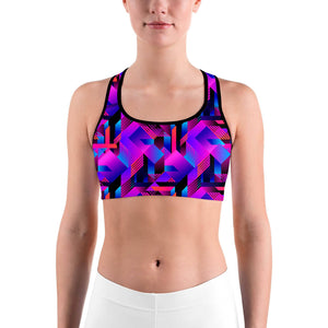 Pink and Purple Colorblock Sports bra