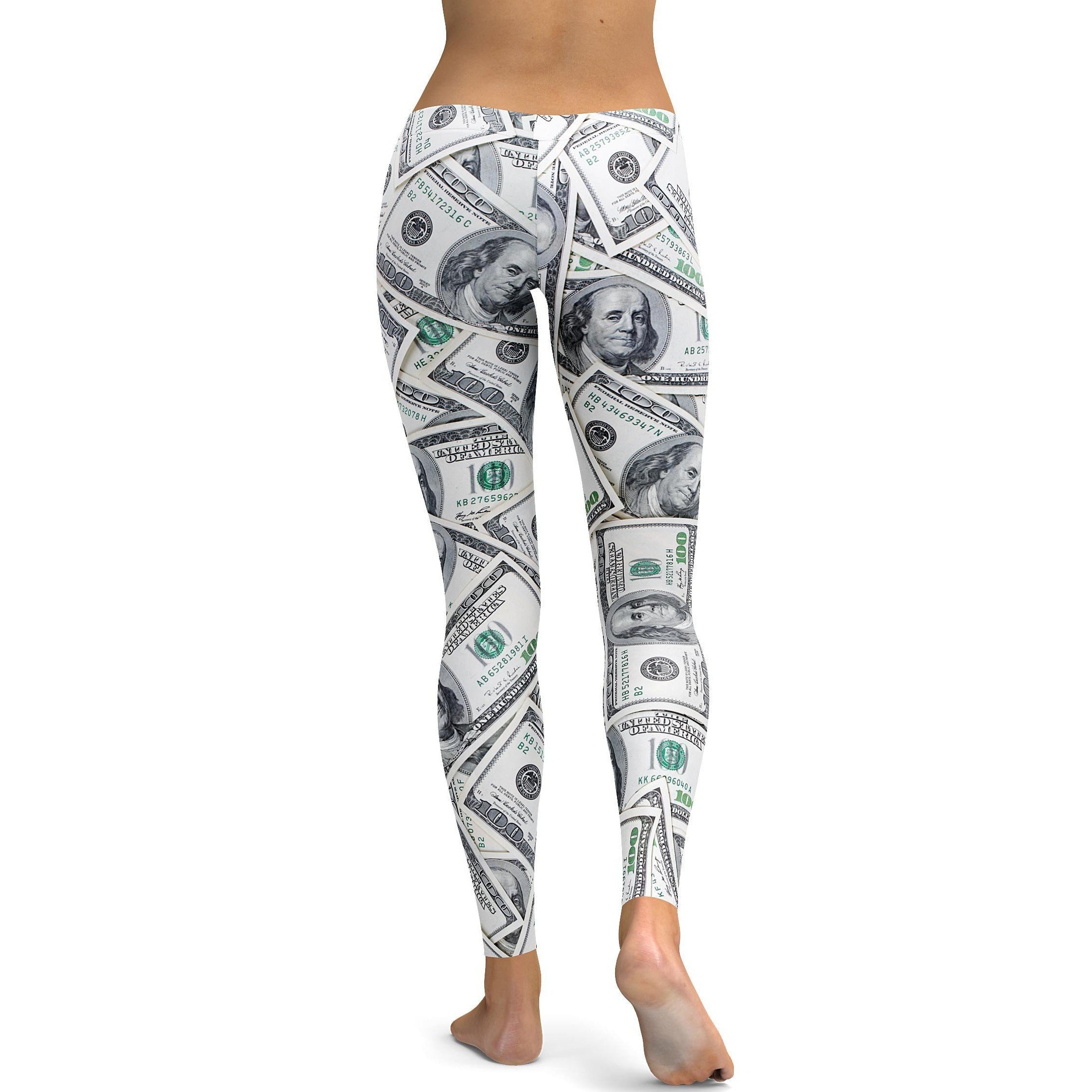 Womens workout Yoga 100 Dollar Bills Leggings - GearBunch Leggings / Yoga Pants