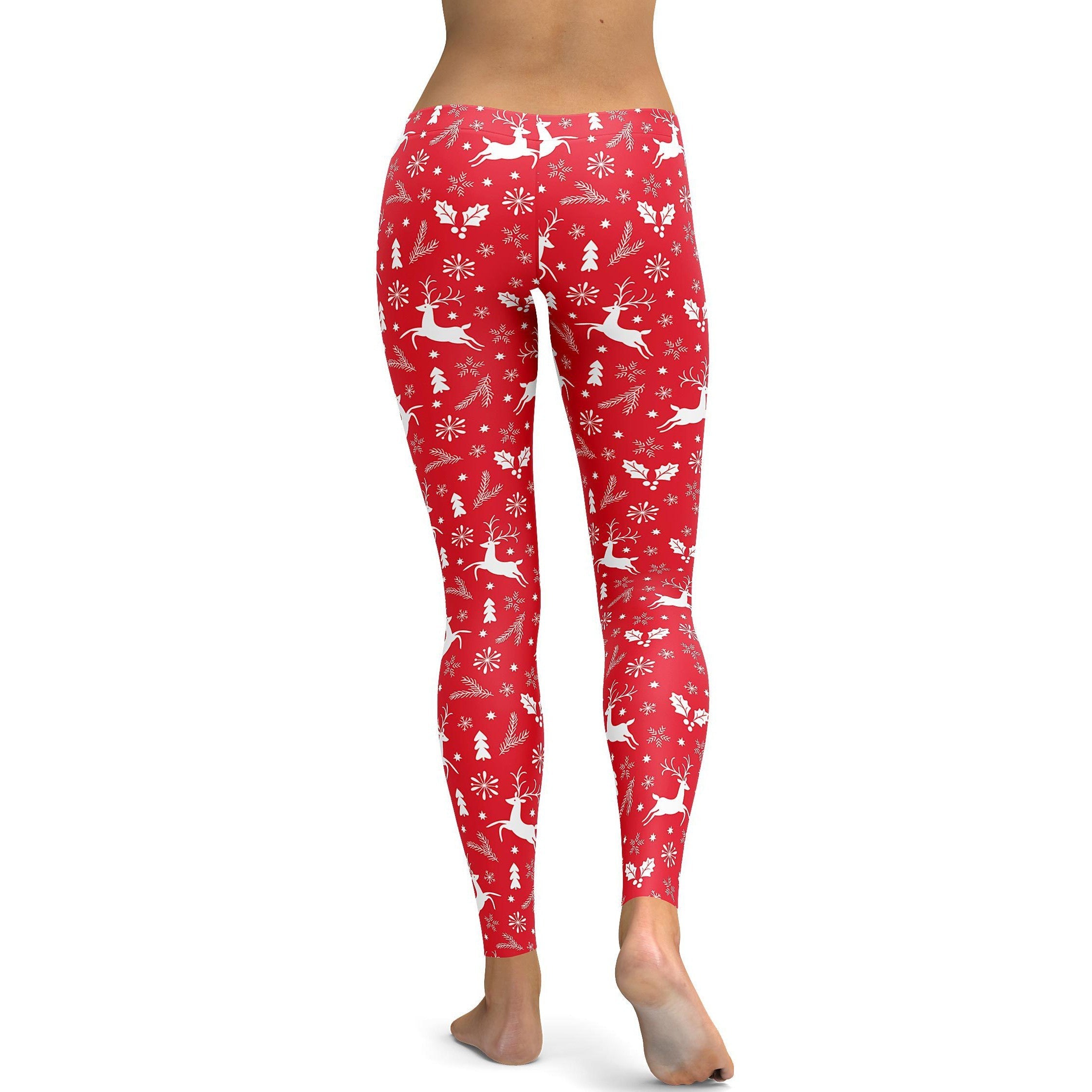 Red Reindeer Christmas Leggings