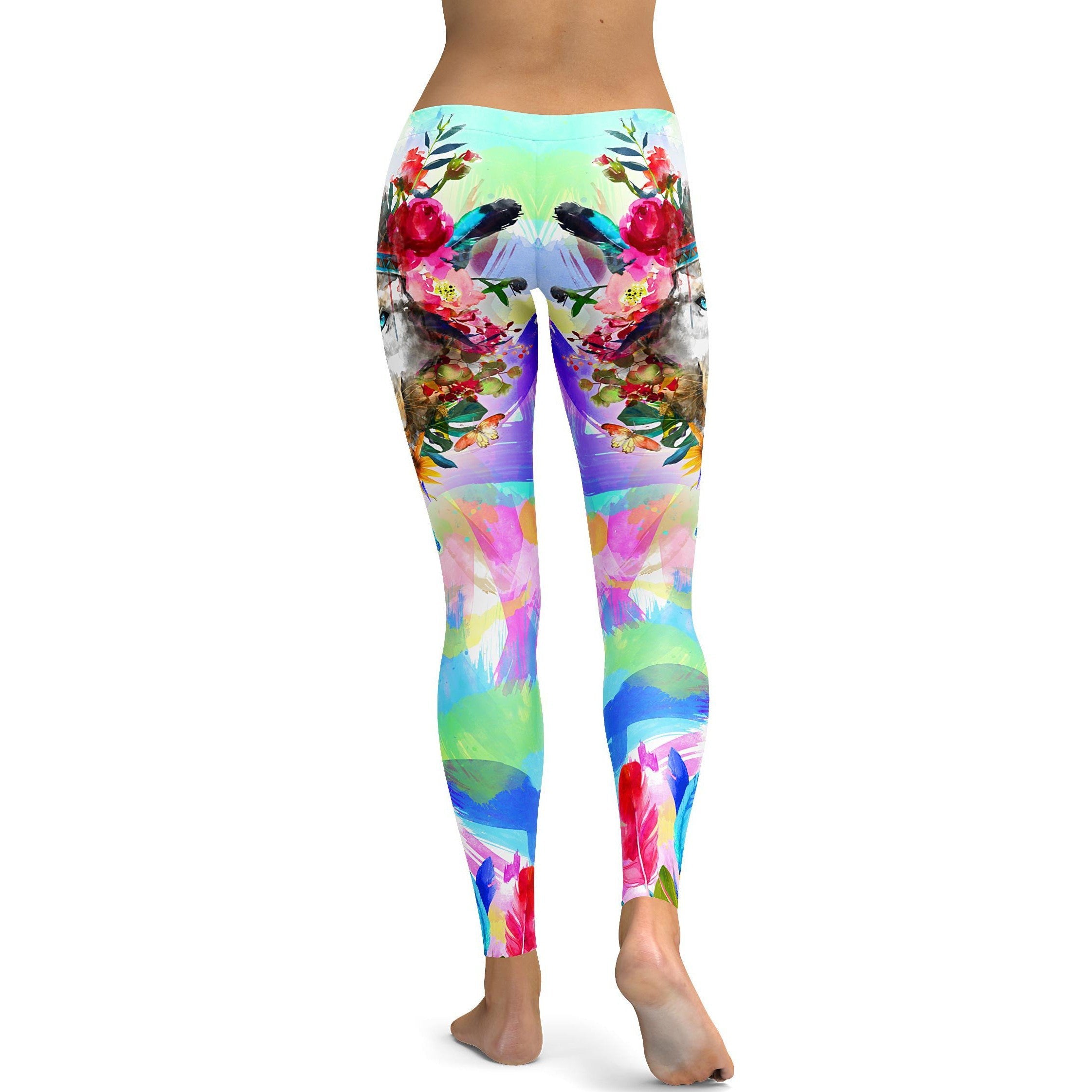 Watercolor Colorful Lion Leggings - GearBunch Leggings / Yoga Pants