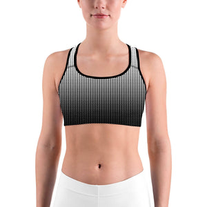 B&W Halftone Sports bra - GearBunch Leggings / Yoga Pants