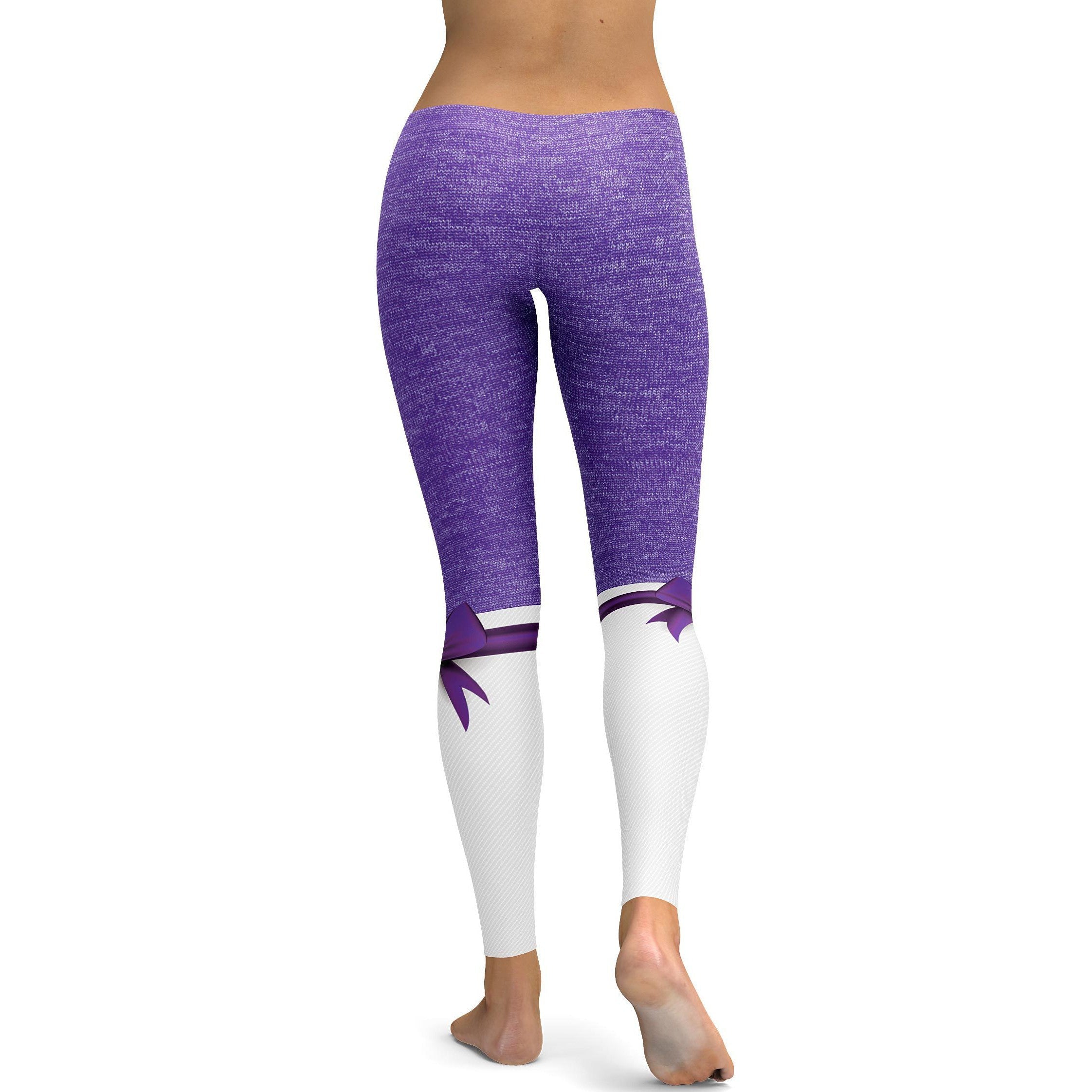 Purple Faux Heathered Bow Leggings