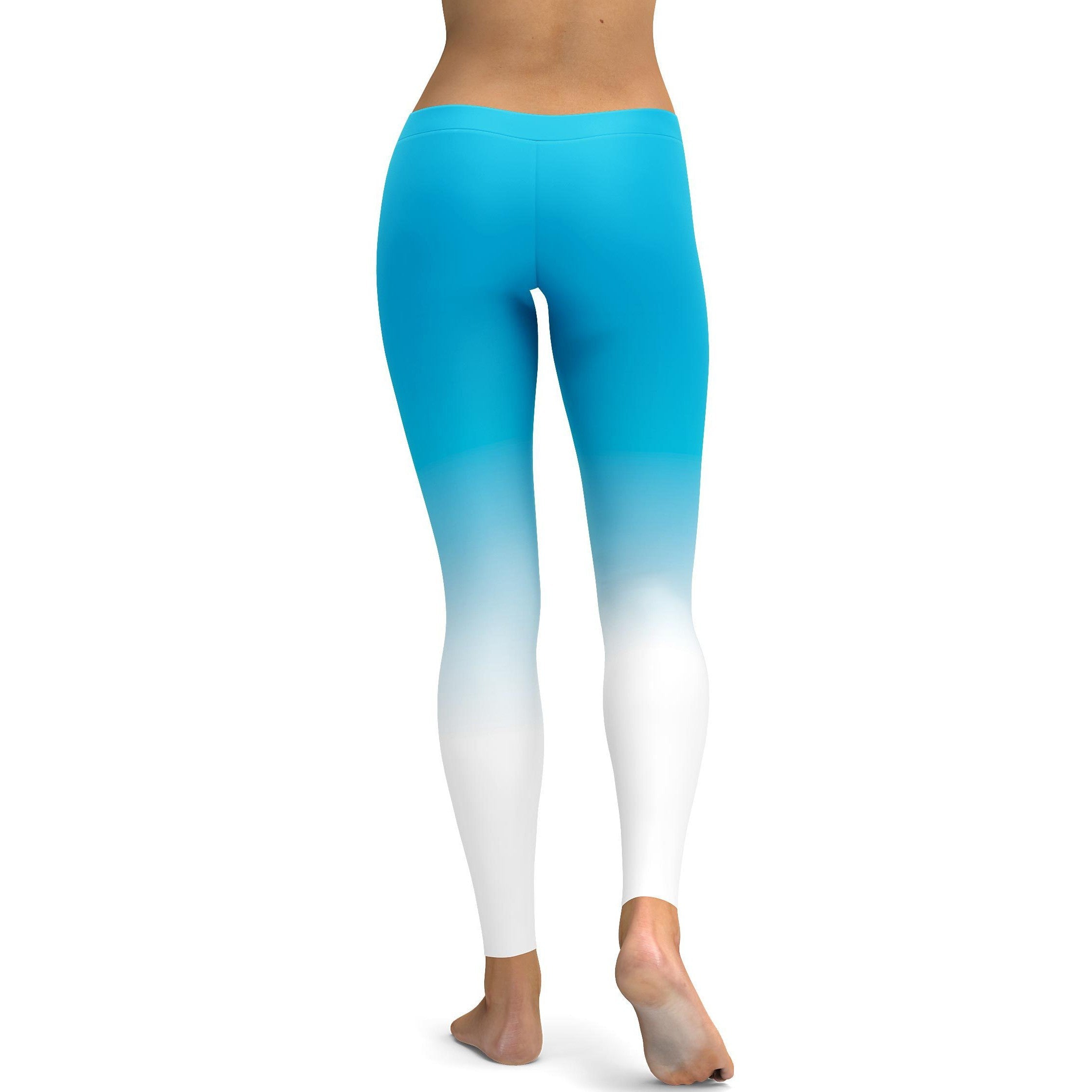 Ombre Sky Blue to White Leggings - GearBunch Leggings / Yoga Pants