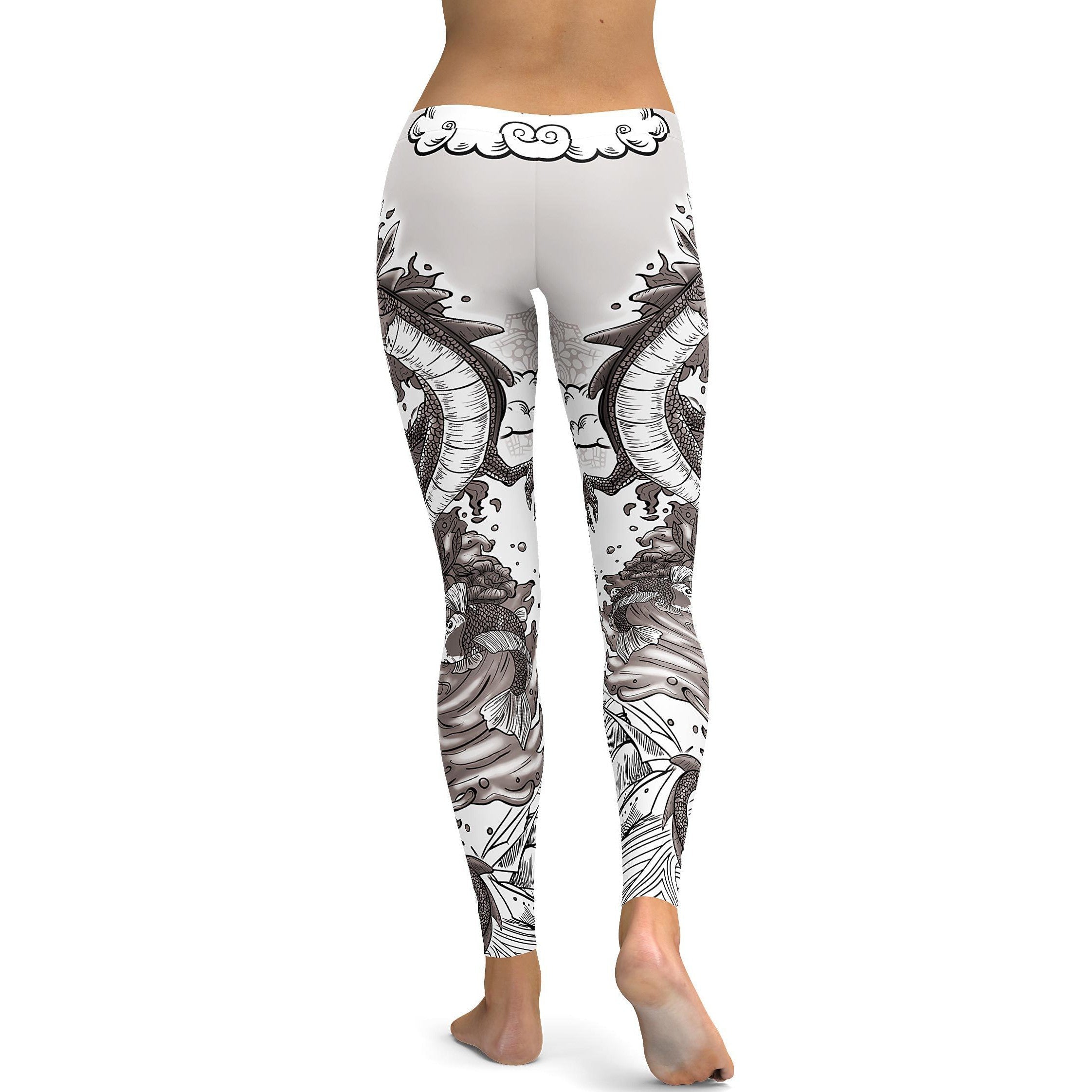 B&W Tattooed Dragon Leggings - GearBunch Leggings 