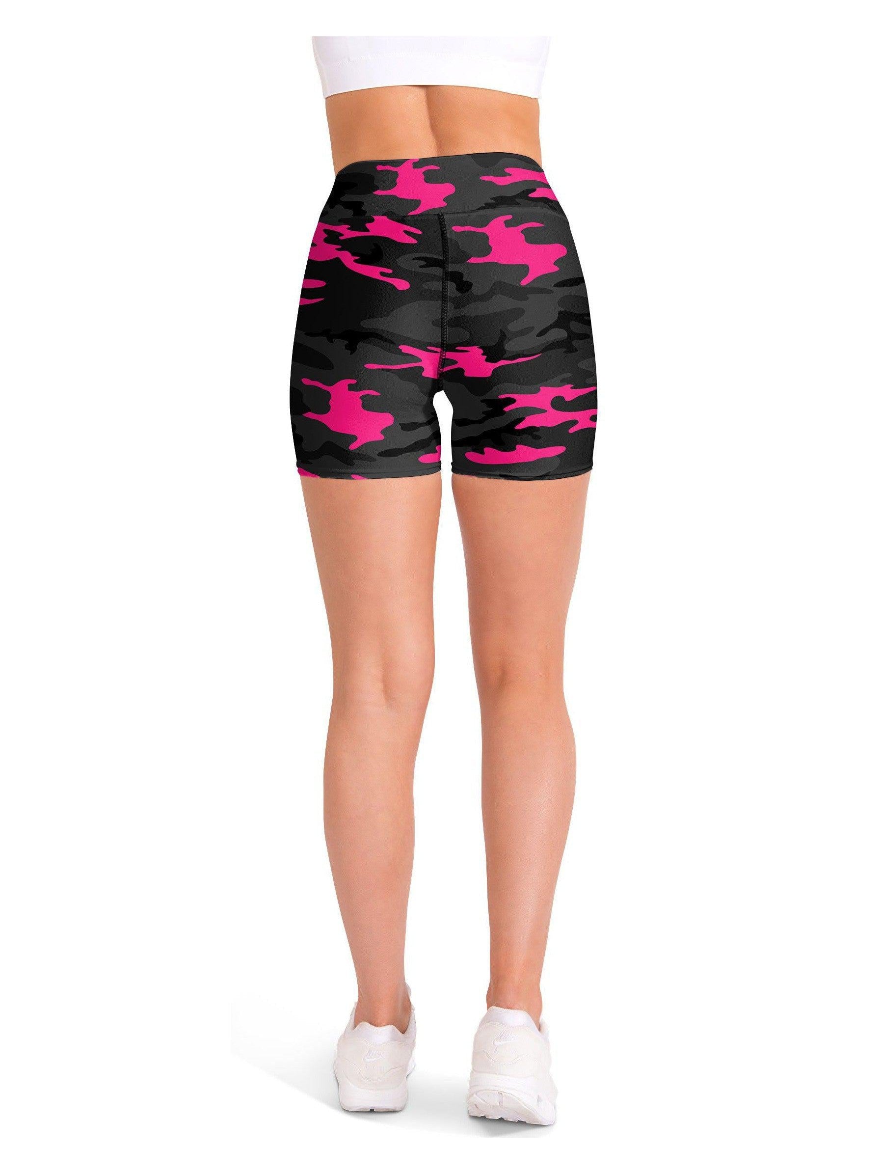 Dark Pink Camo Yoga Shorts Gearbunch