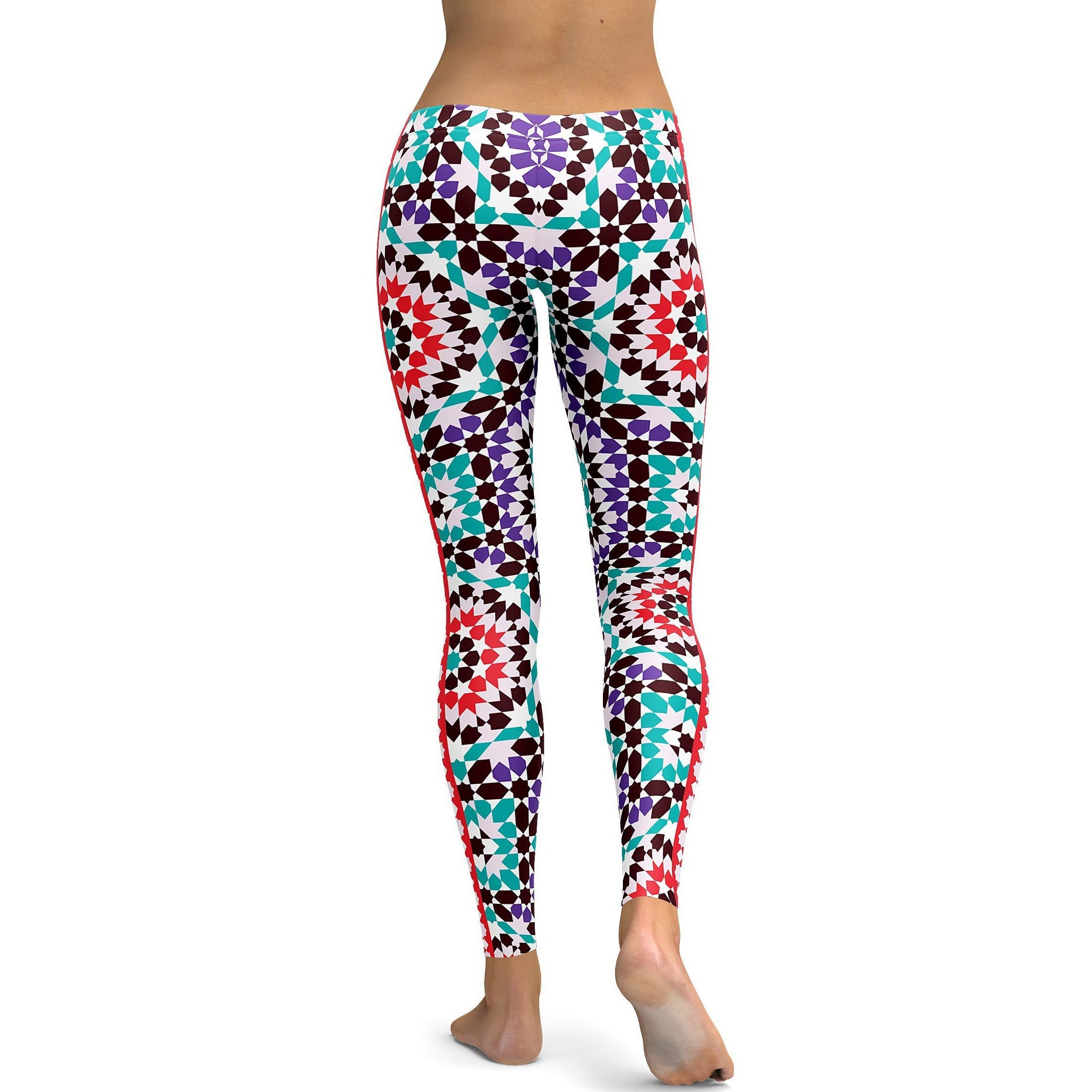 Womens Workout Yoga Arabic Mosaic Leggings 