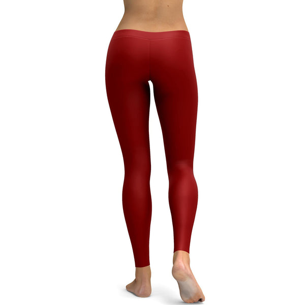 Solid Deep Red Leggings