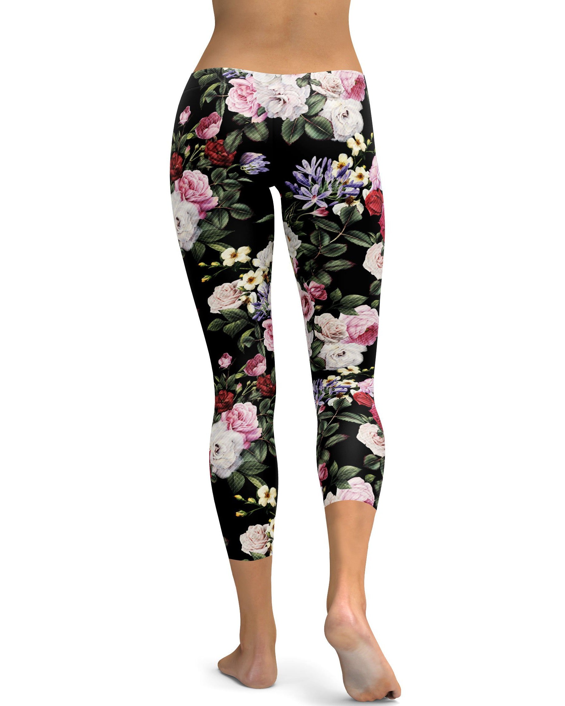 Colorful Roses Capris - GearBunch Leggings / Yoga Pants