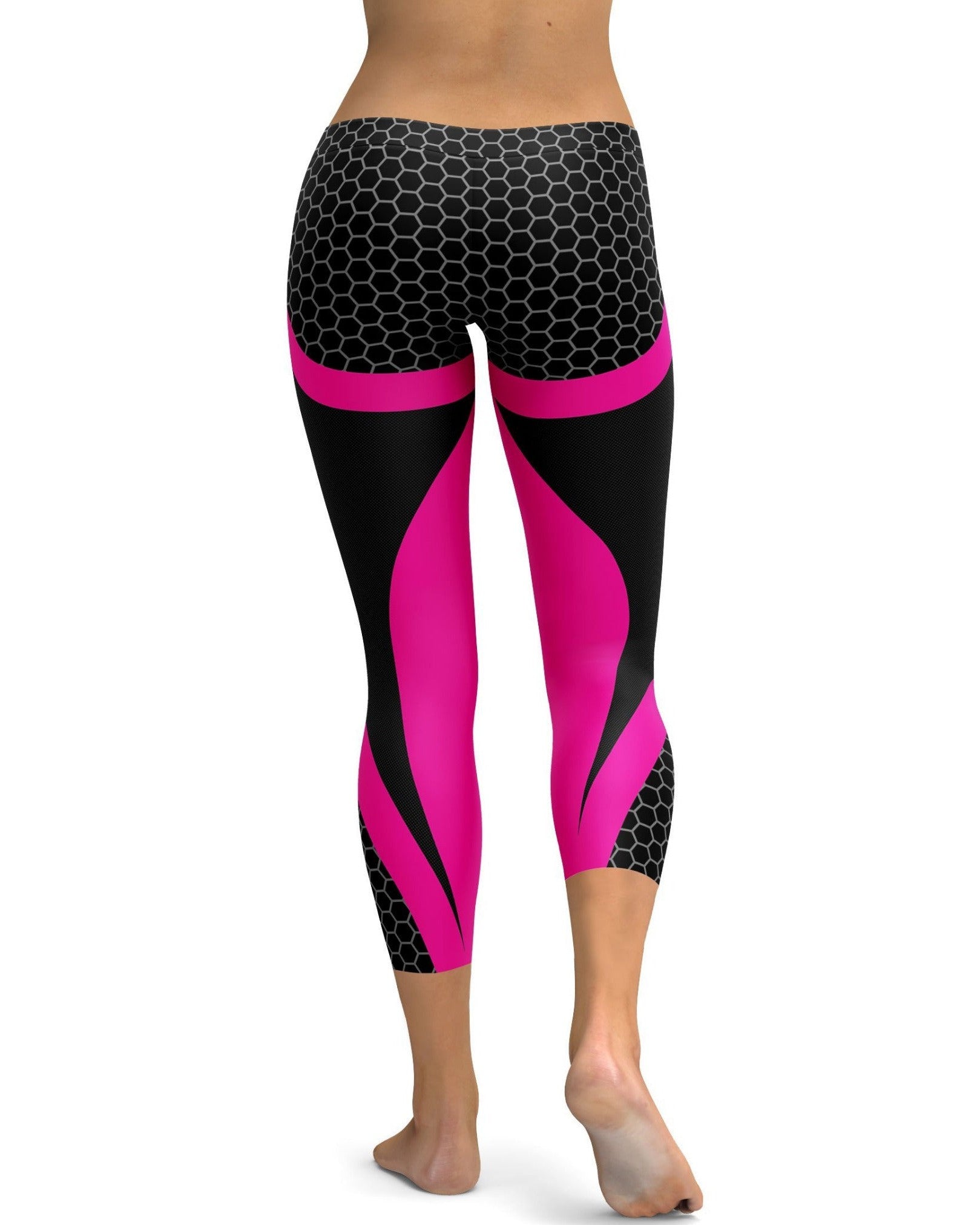 Gearbunch - Pink Honeycomb Carbon Black Capris