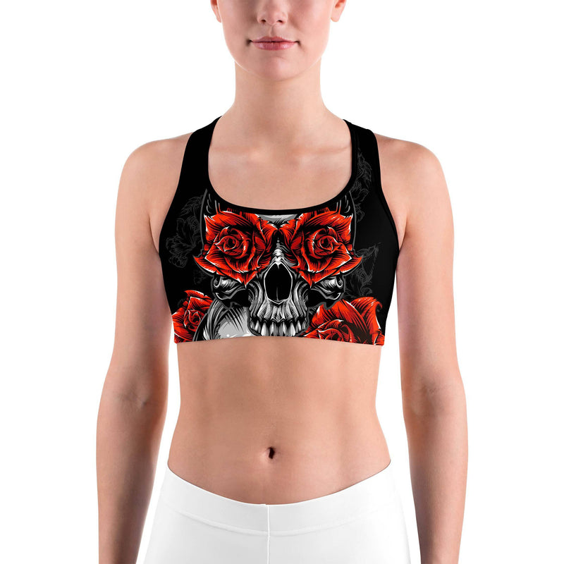 Skulls And Roses Sports Bra