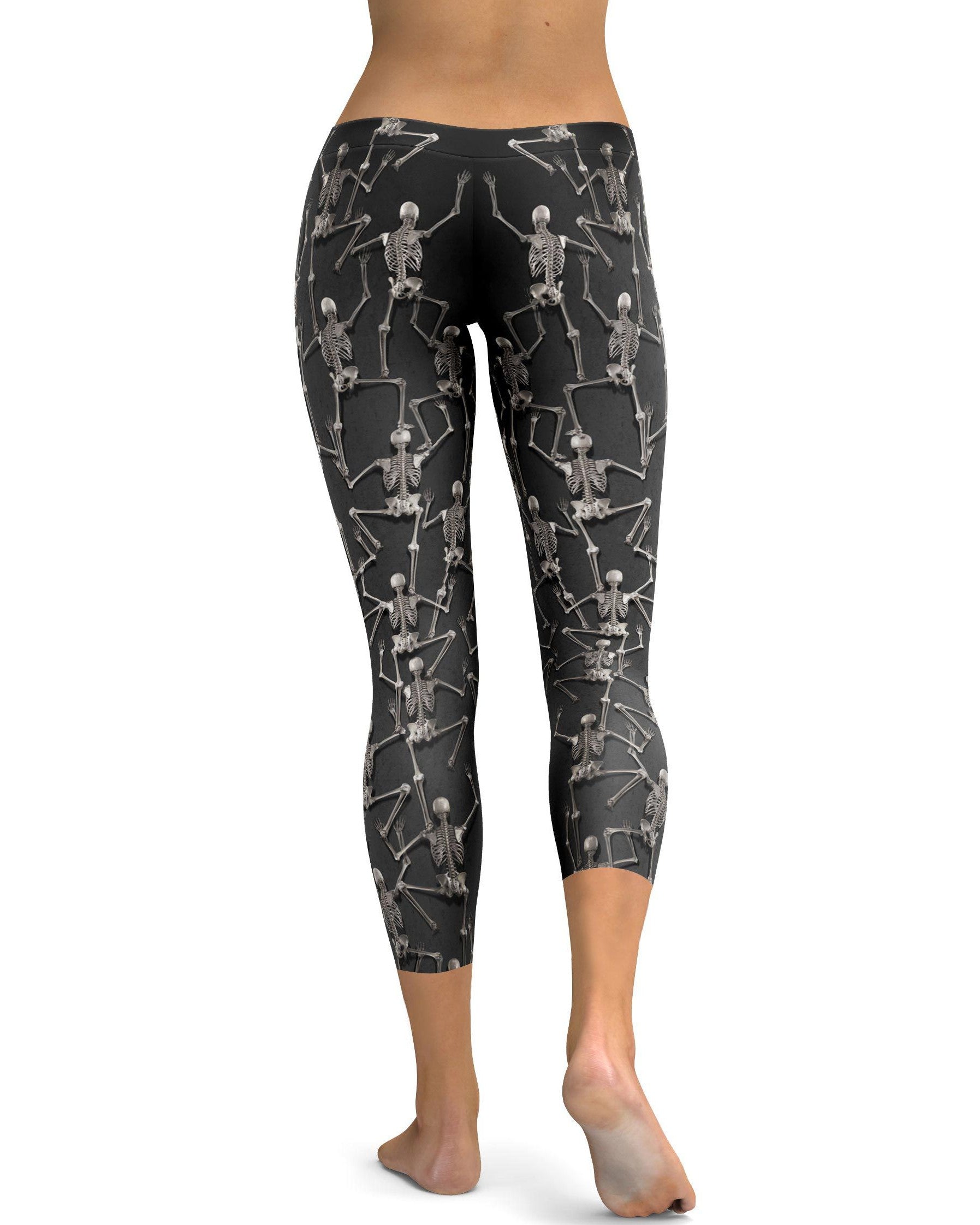 Tiny Skeletons Creeping Up Capris - GearBunch Leggings / Yoga Pants