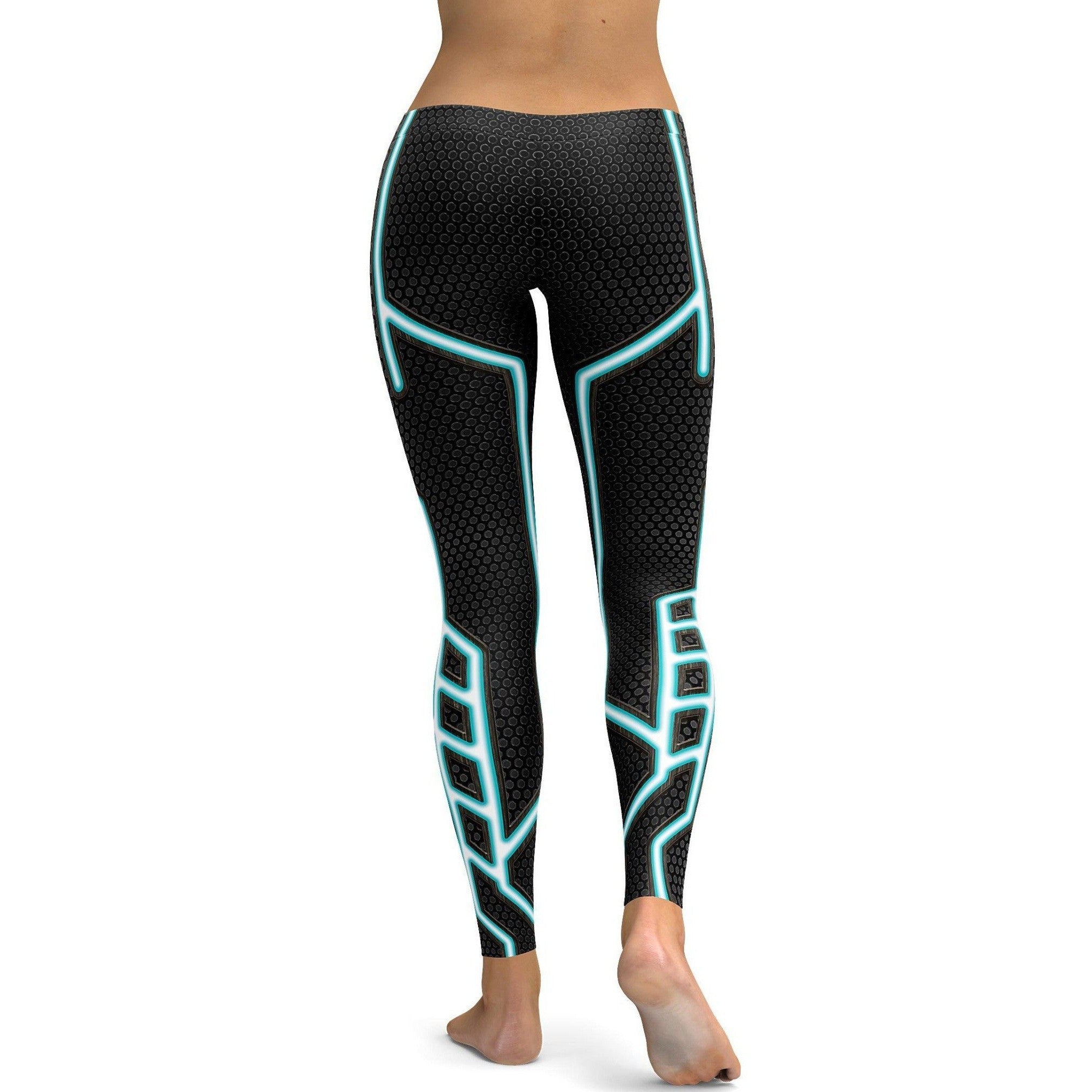 Womens Workout Yoga Blue Speedster Leggings Black/White