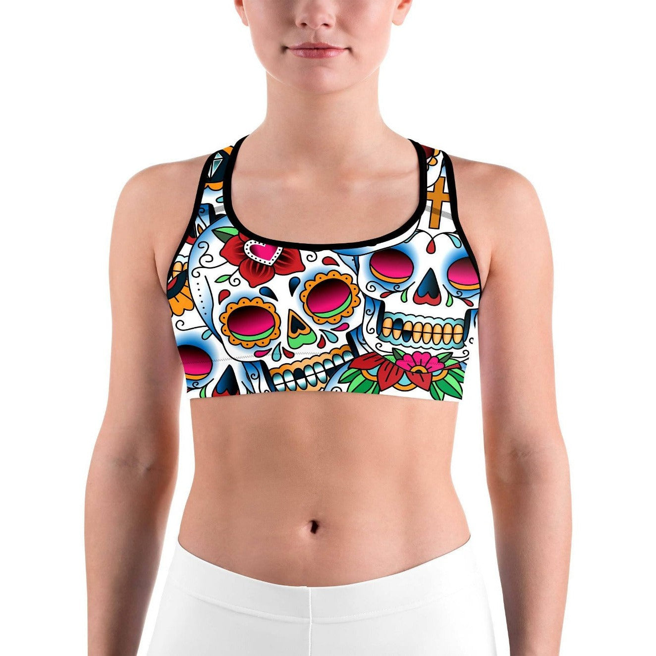 GearBunch - Colorful Dead - Sugar Skull Sports bra