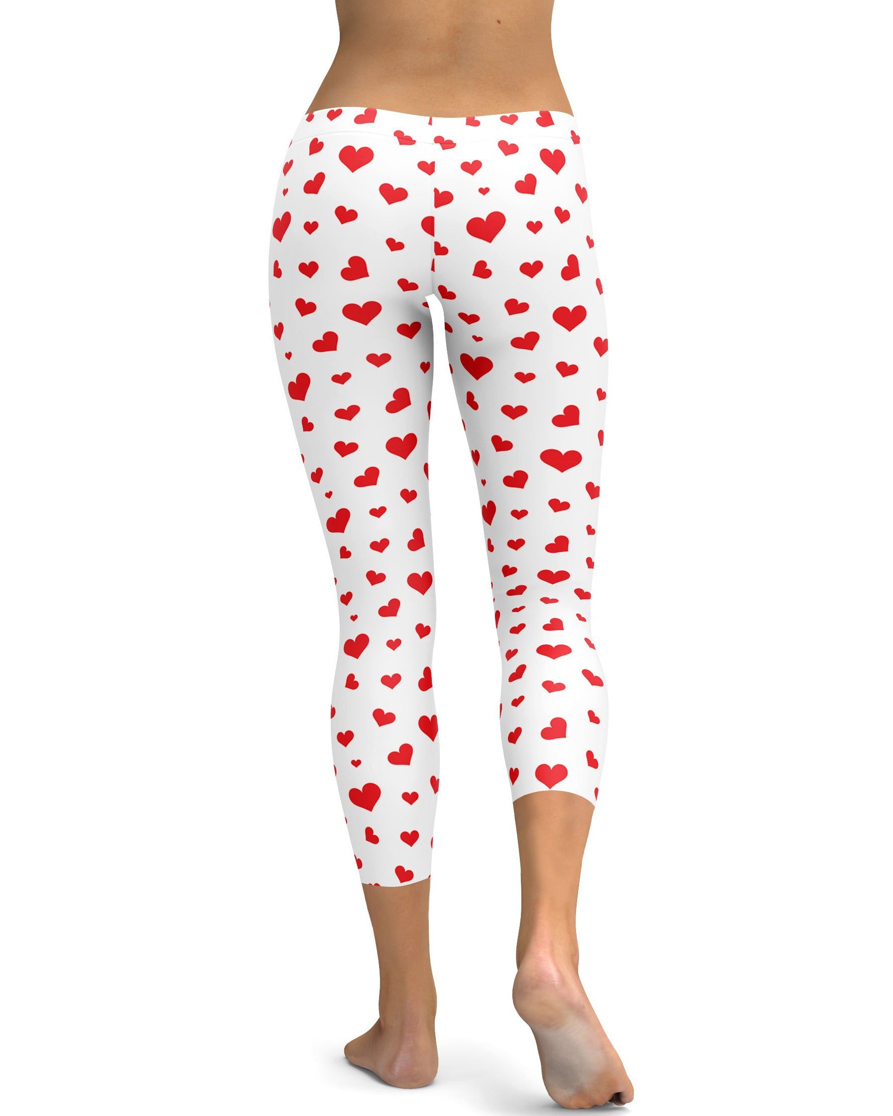 Red Hearts Capris - GearBunch Leggings / Yoga Pants