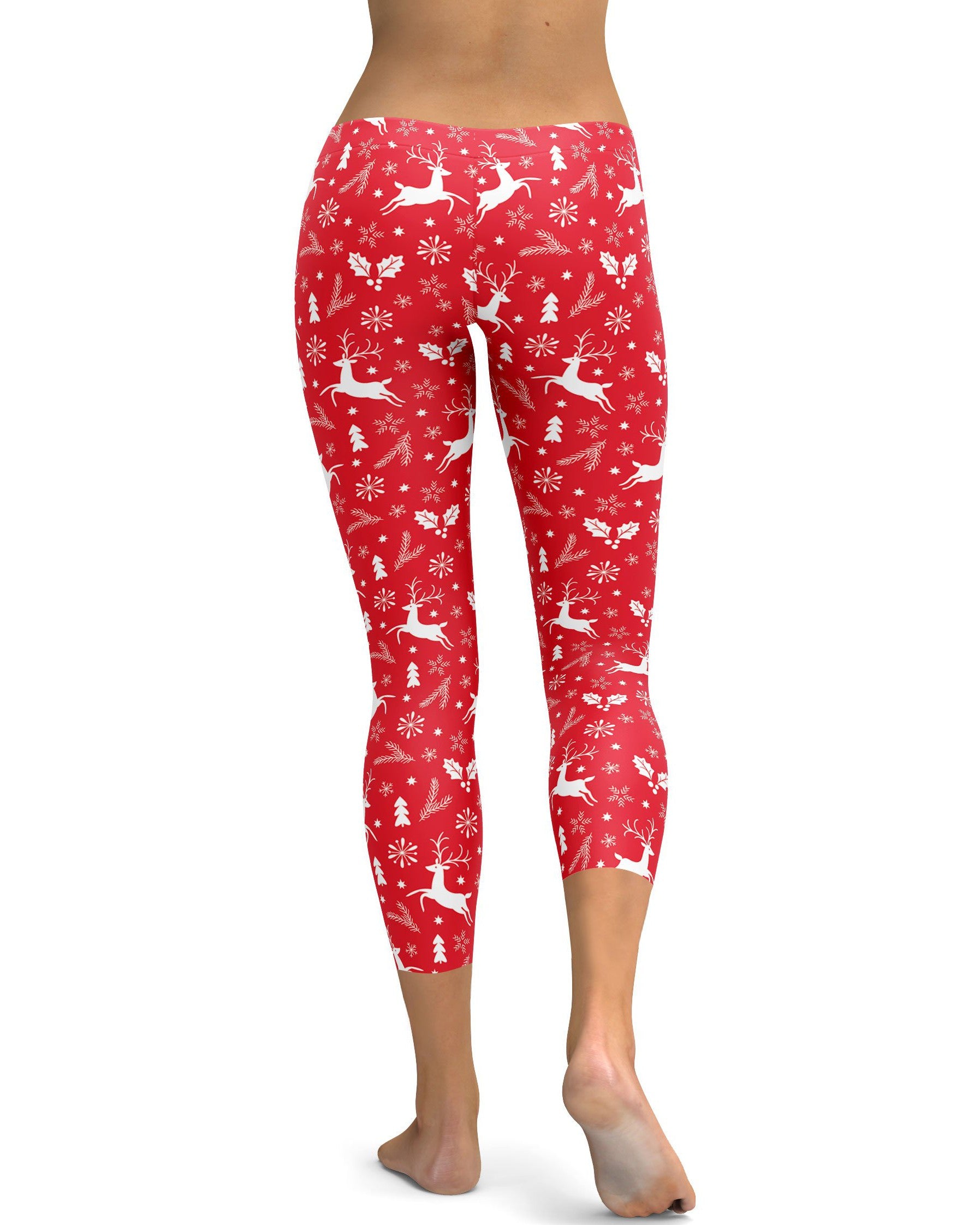 Red Reindeer Christmas Capris