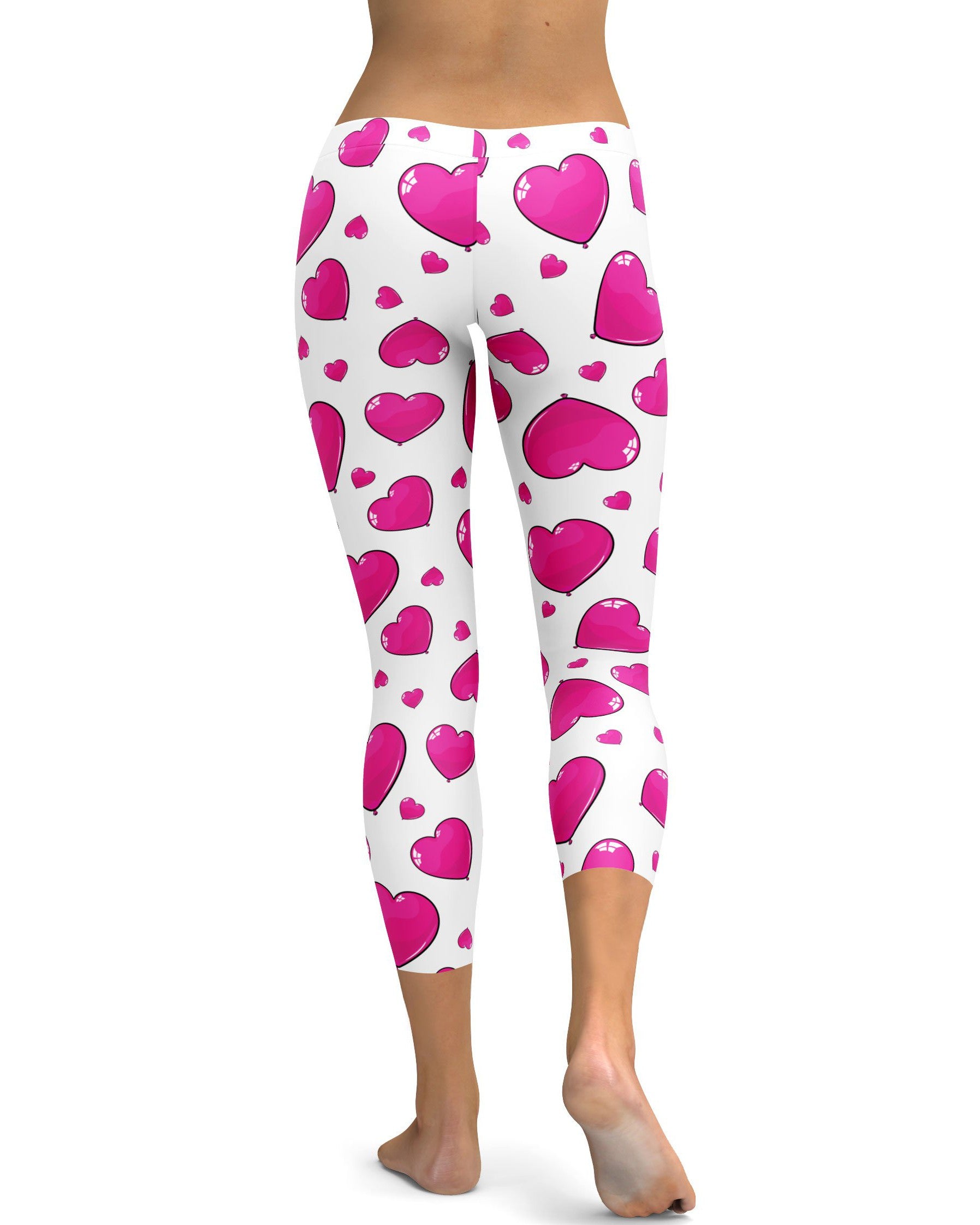 Pink Heart Shaped Balloon Capris - Gearbunch