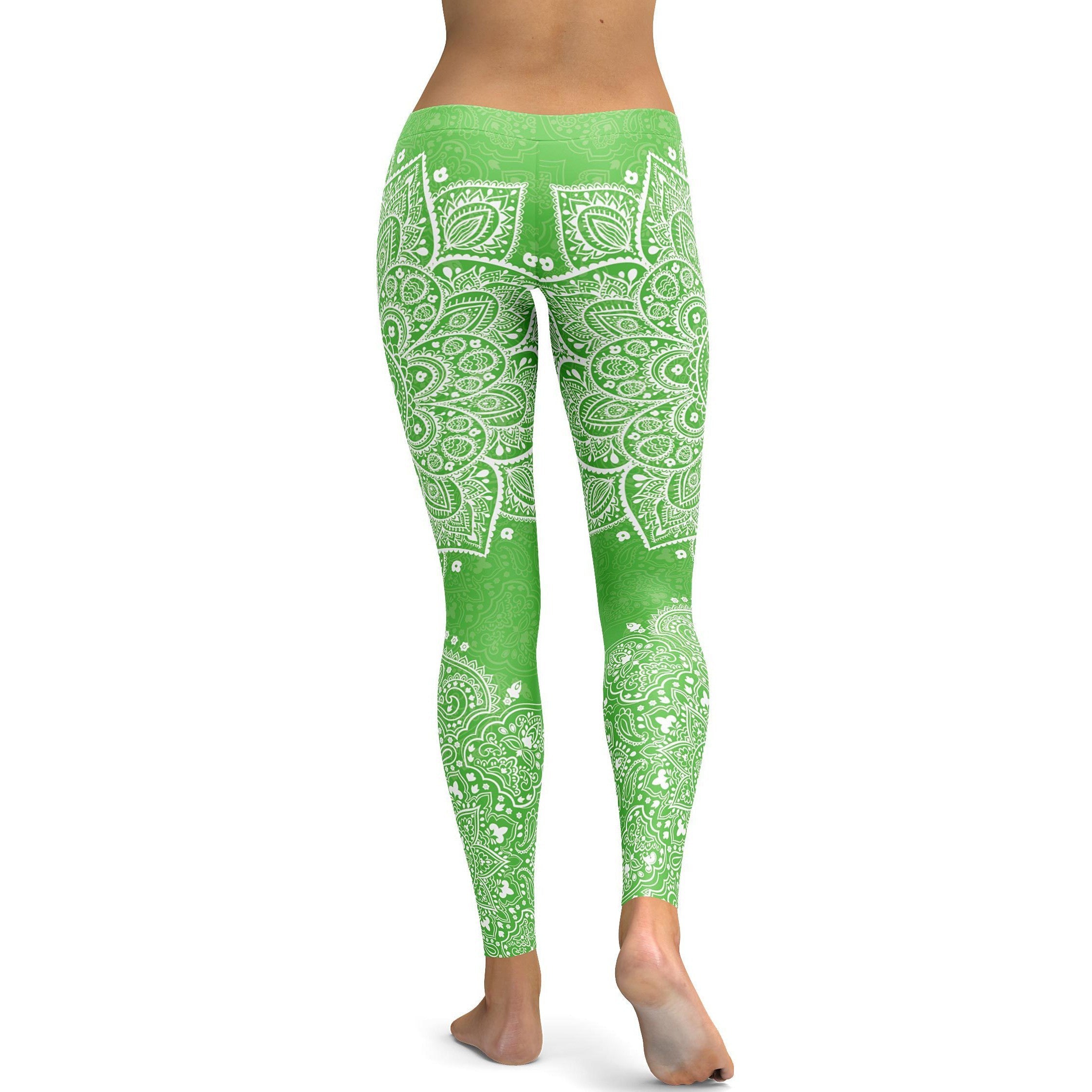 Lime Green Mandala Leggings - GearBunch Leggings / Yoga Pants