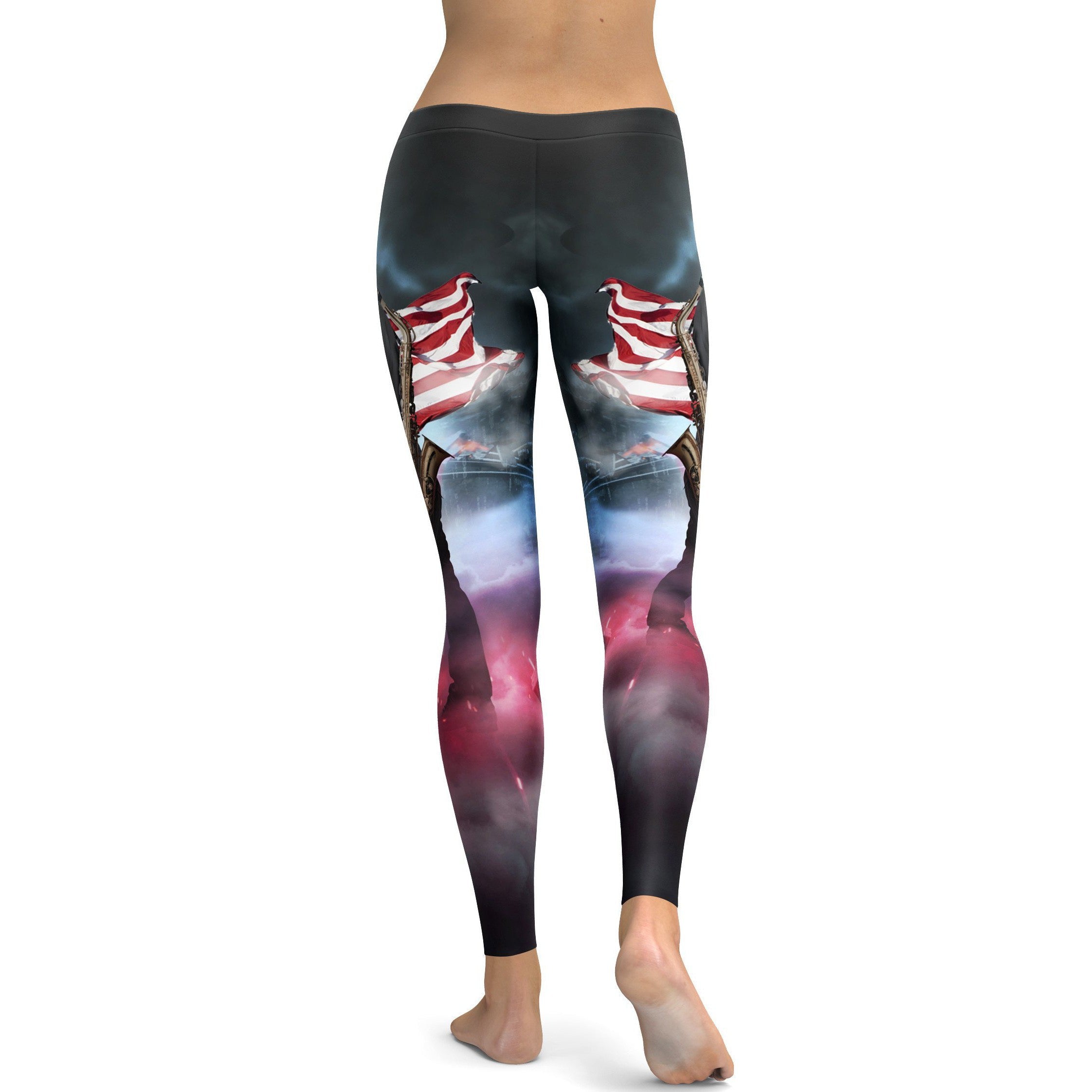 Womens Workout Yoga American Pride Clinton Leggings Black/Red/Blue