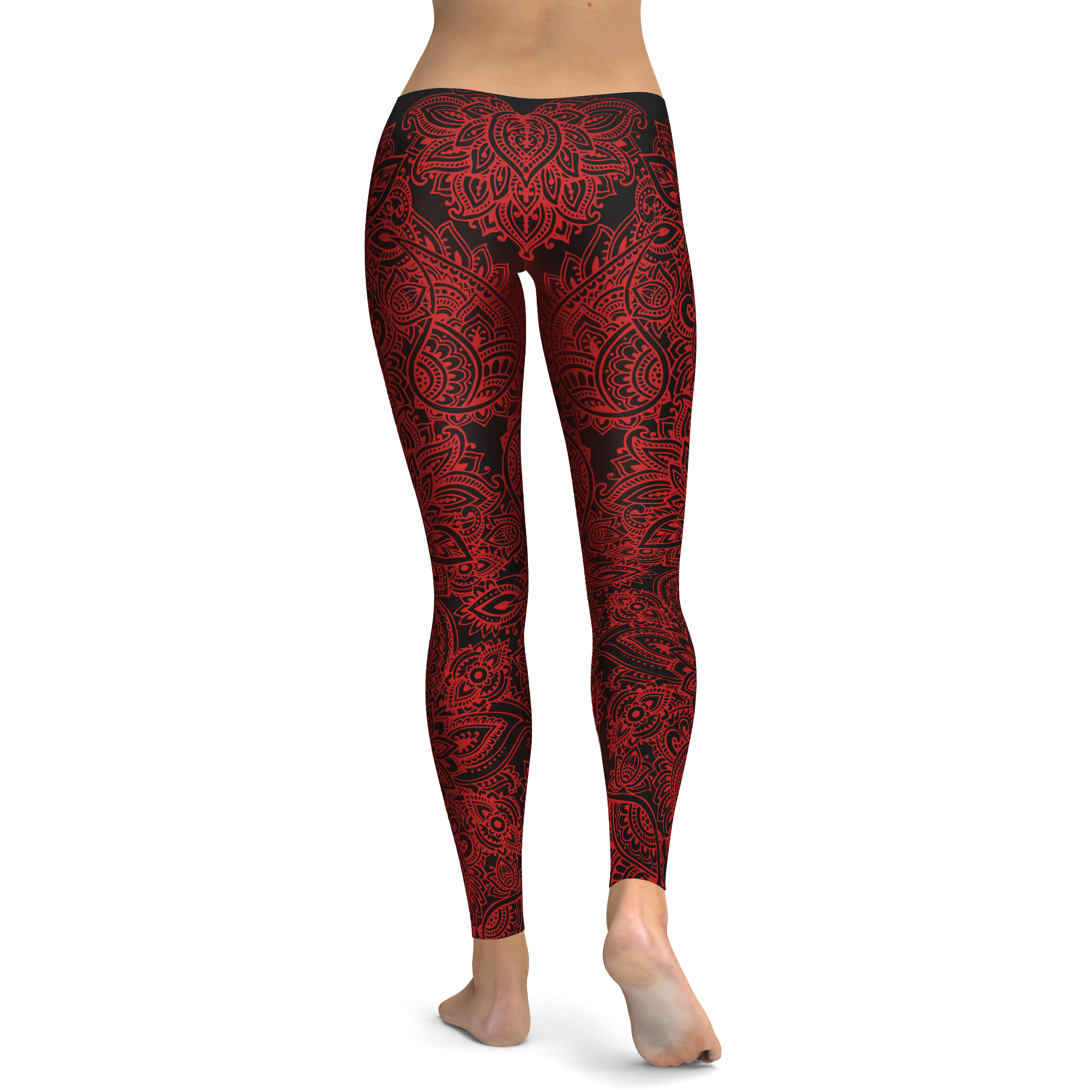 Womens Workout Yoga Black and Red Henna