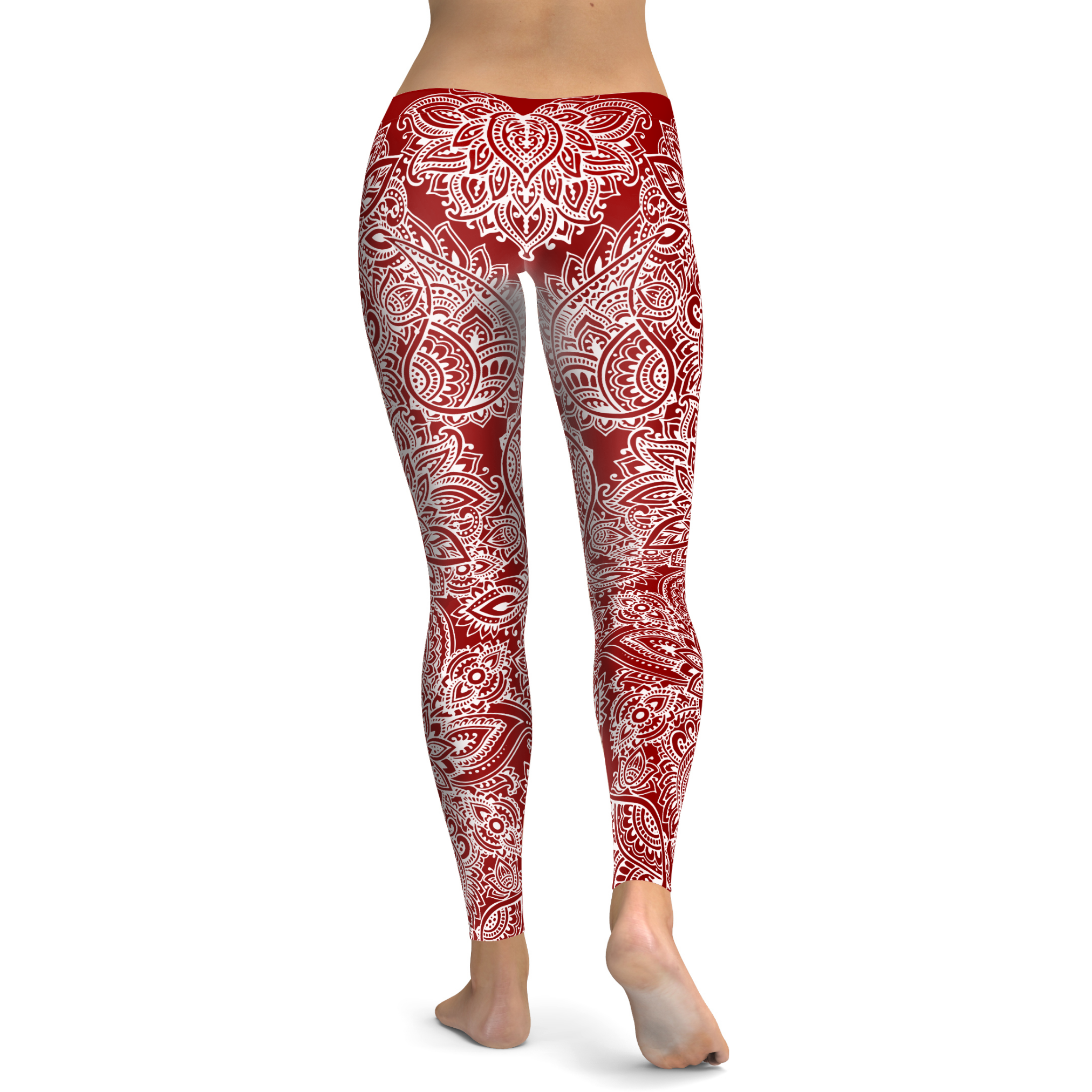 Gearbunch - Maroon and Snow Henna Tattoo Leggings 