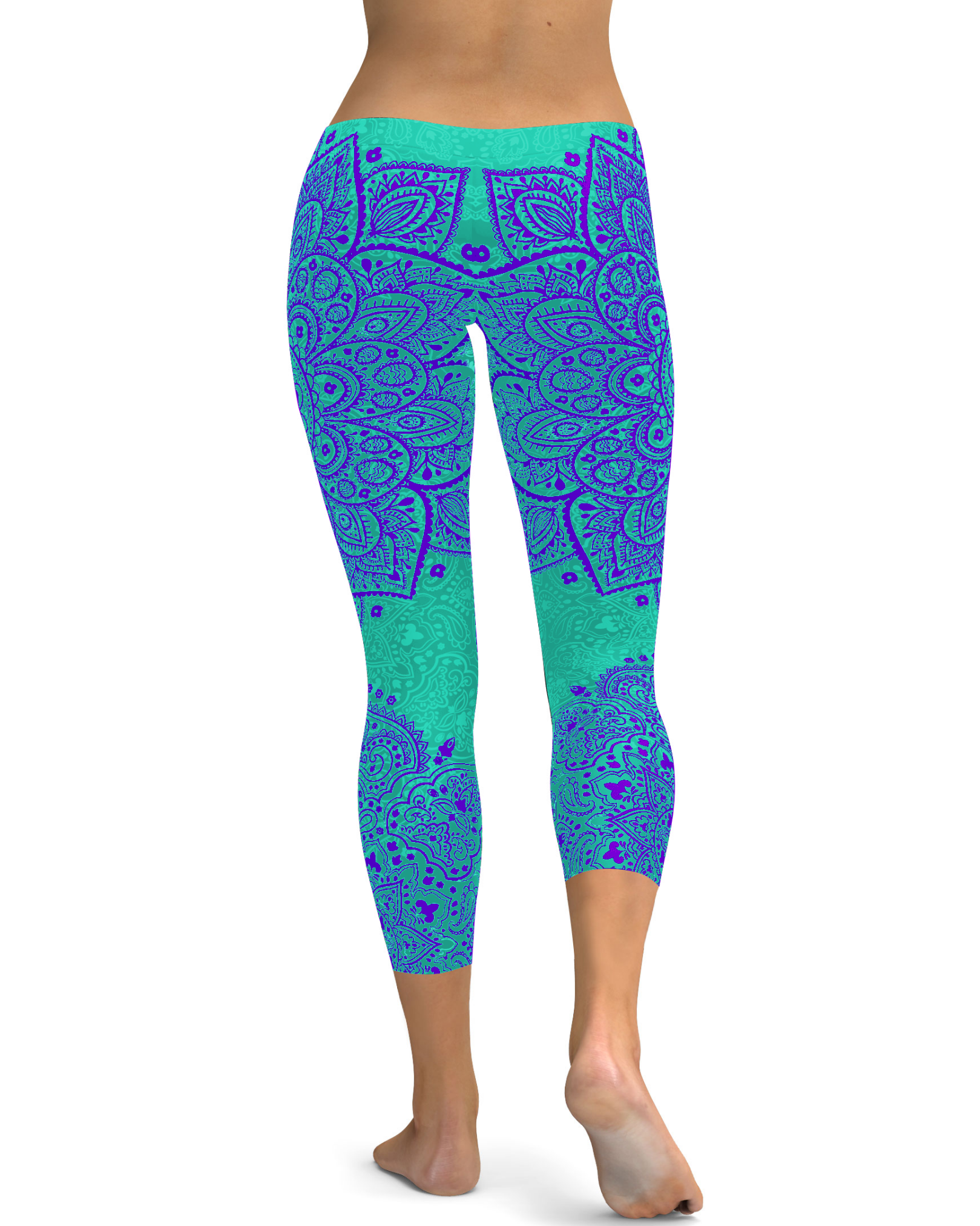 Gearbunch - Turquoise and Purple Mandala Capris 