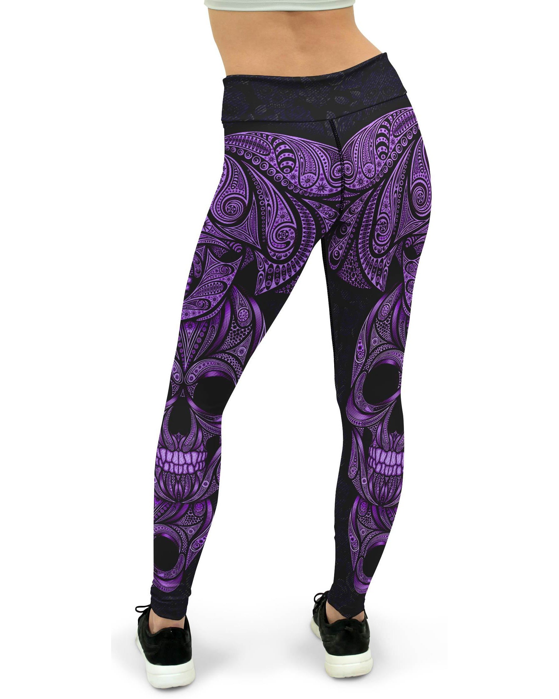 Purple Ornamental Skull Yoga Pants Gearbunch