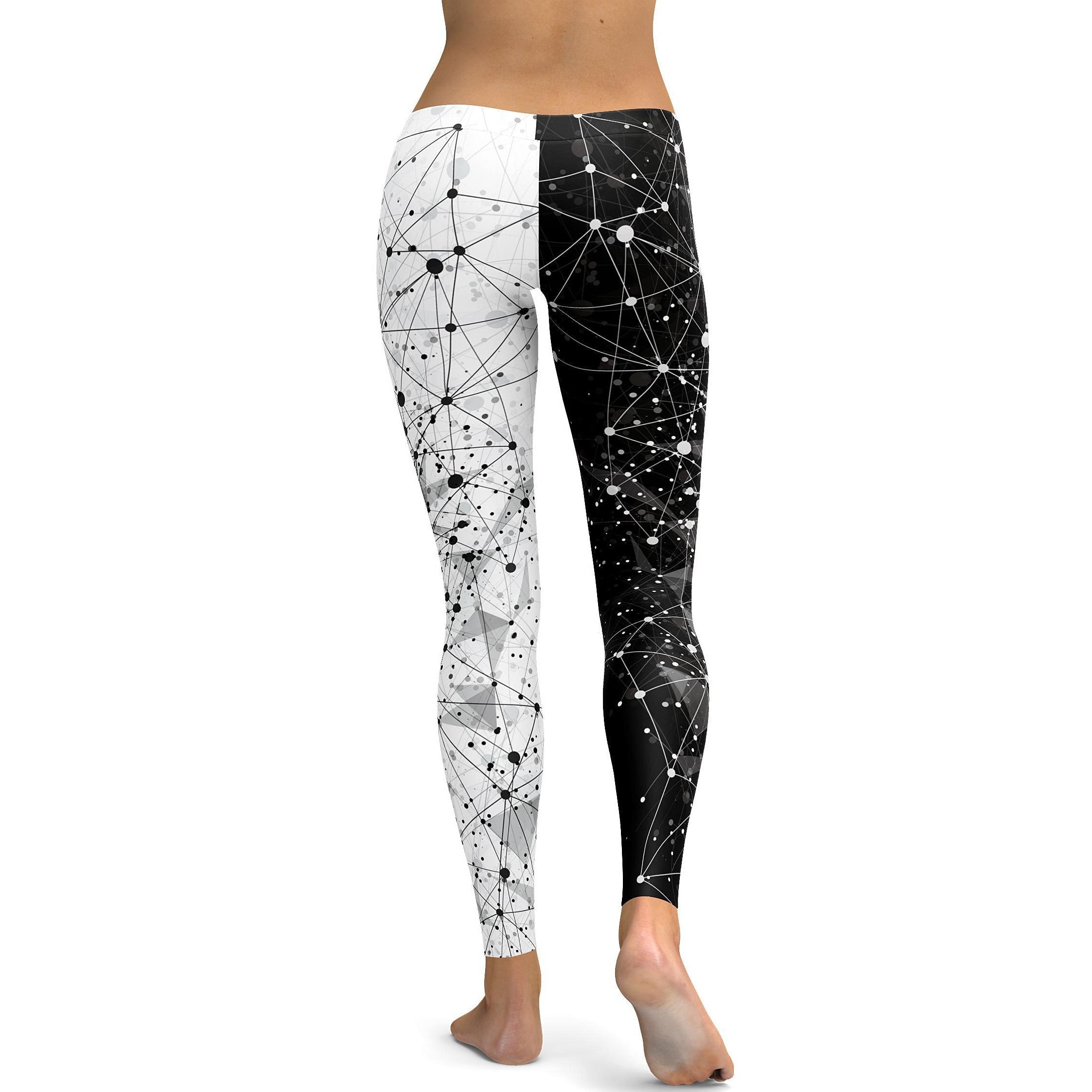 Womens Workout Yoga Poly Day & Night Leggings Black/White | Gearbunch.com