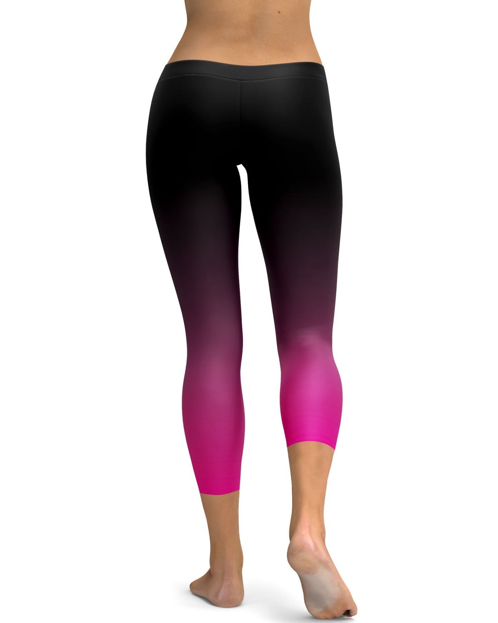 Womens comfortable and soft Ombre Black To Pink Capris Leggings