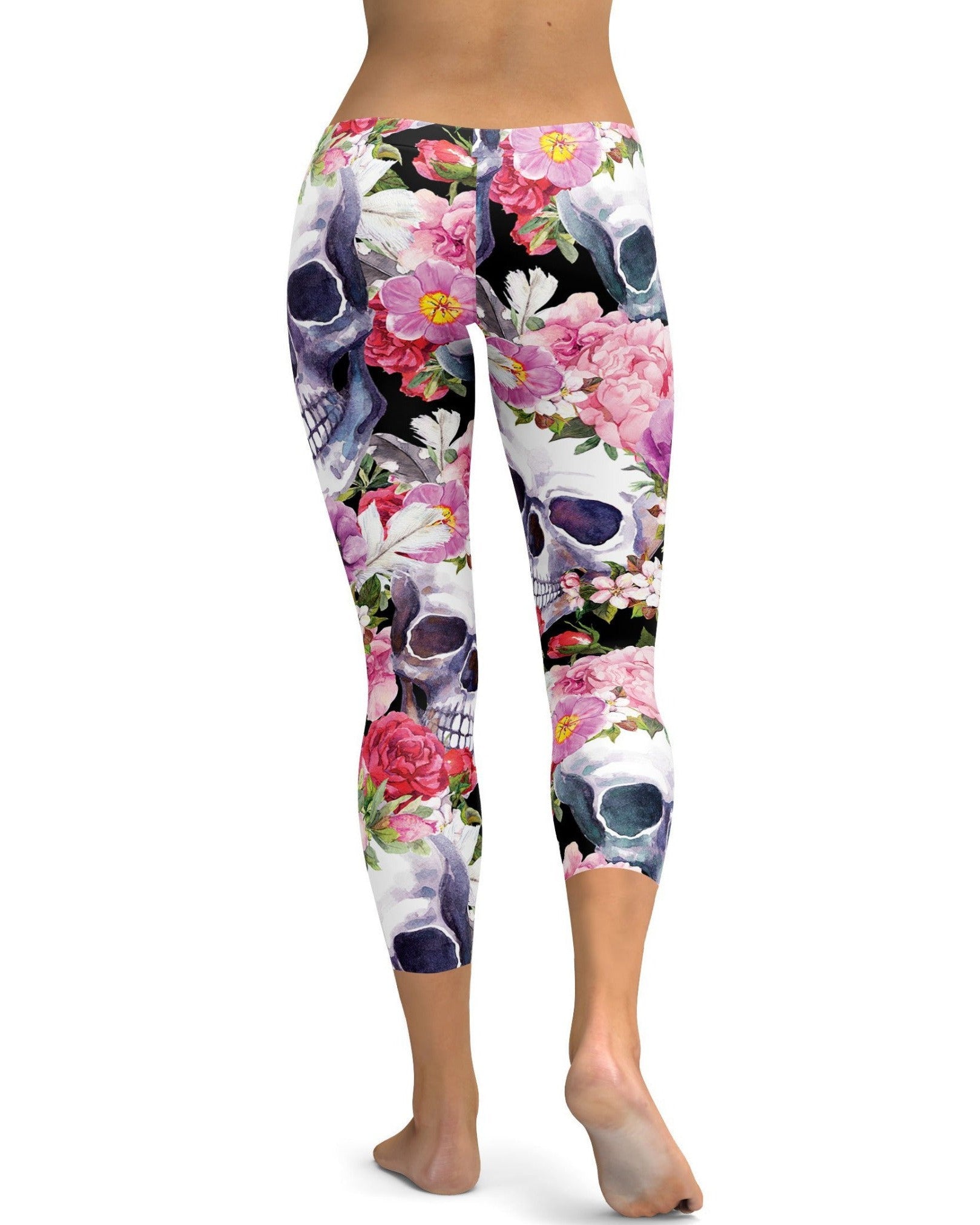 GearBunch - Colorful Floral Skull Capris