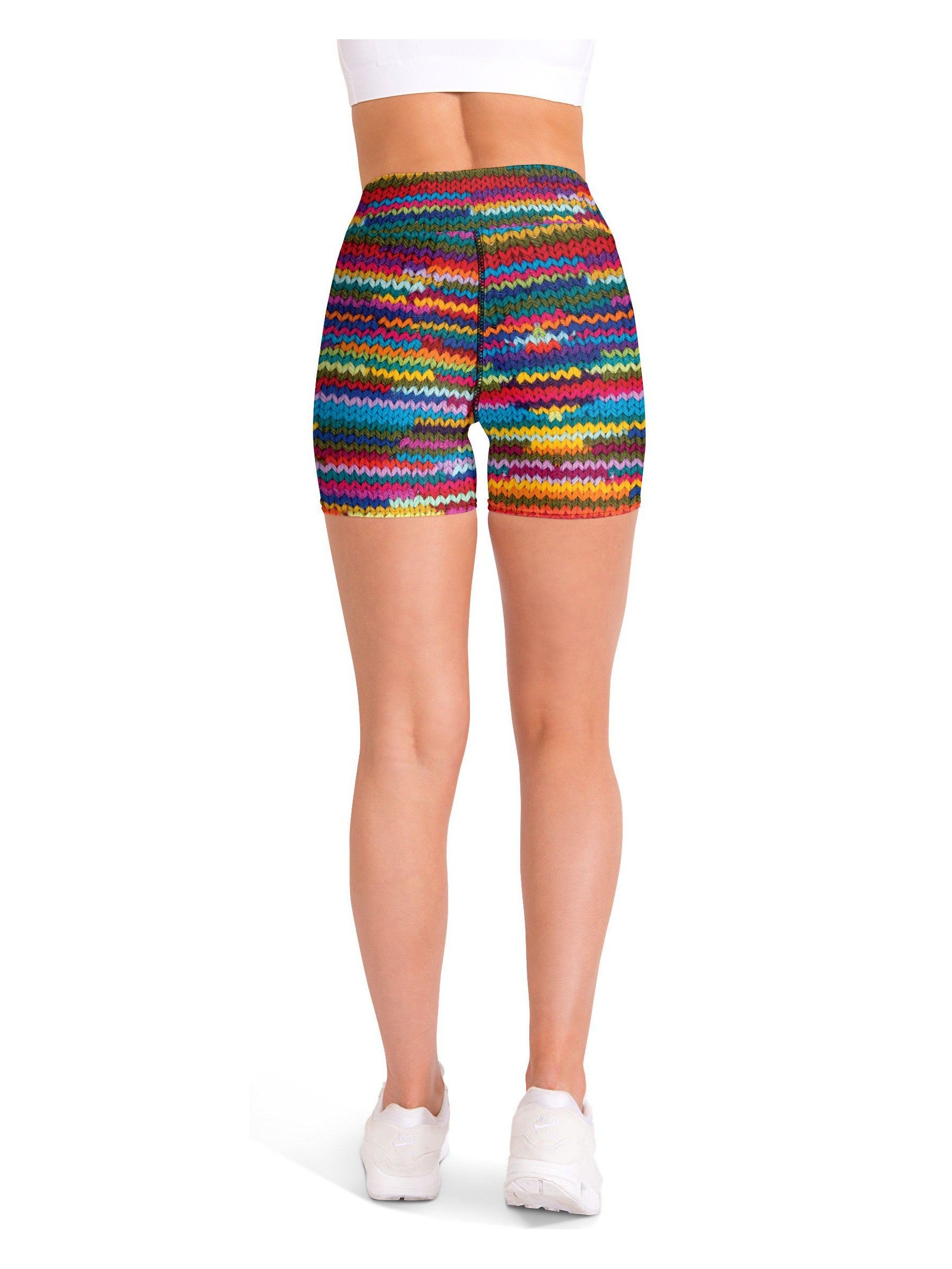 Colorful Knitted Pattern Yoga Shorts Gearbunch