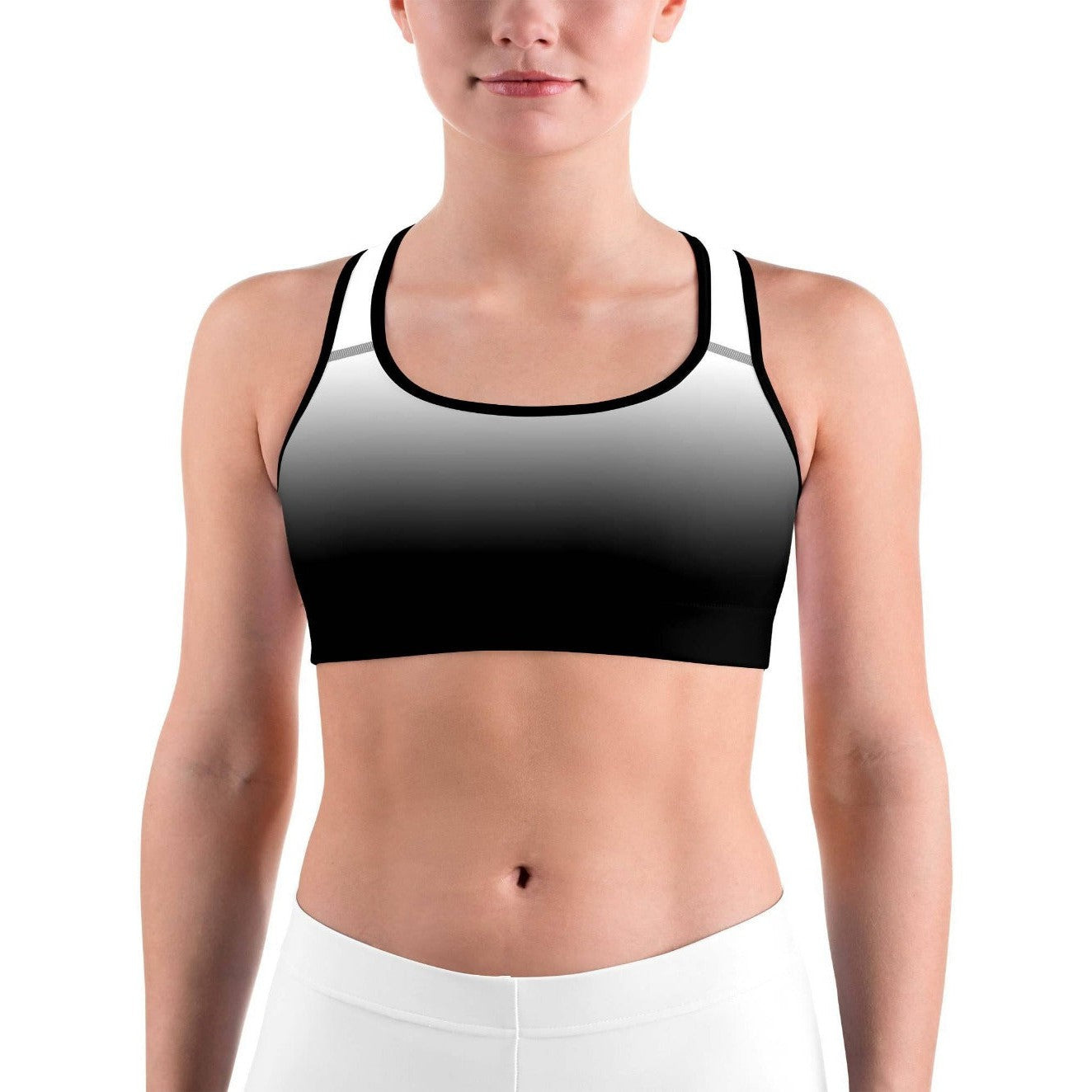 Gearbunch - Ombre White to Black Sports bra