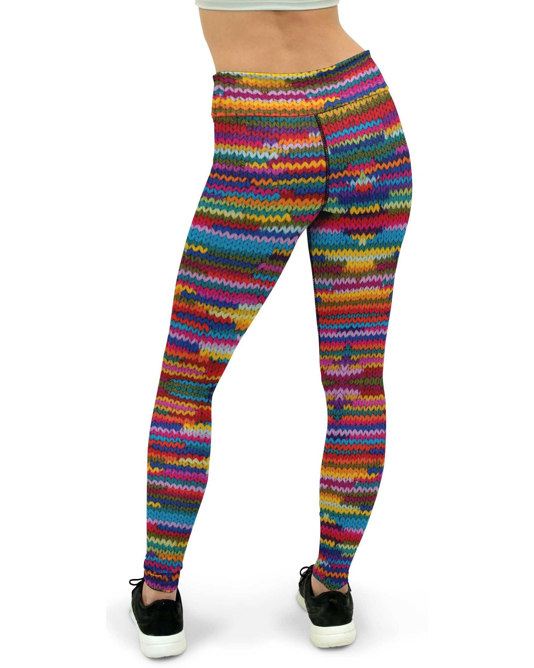 Colorful Knitted Pattern Yoga Pants - GearBunch Leggings / Yoga Pants