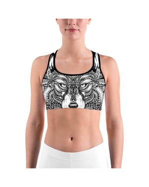 Zentangle Wolf Sports bra