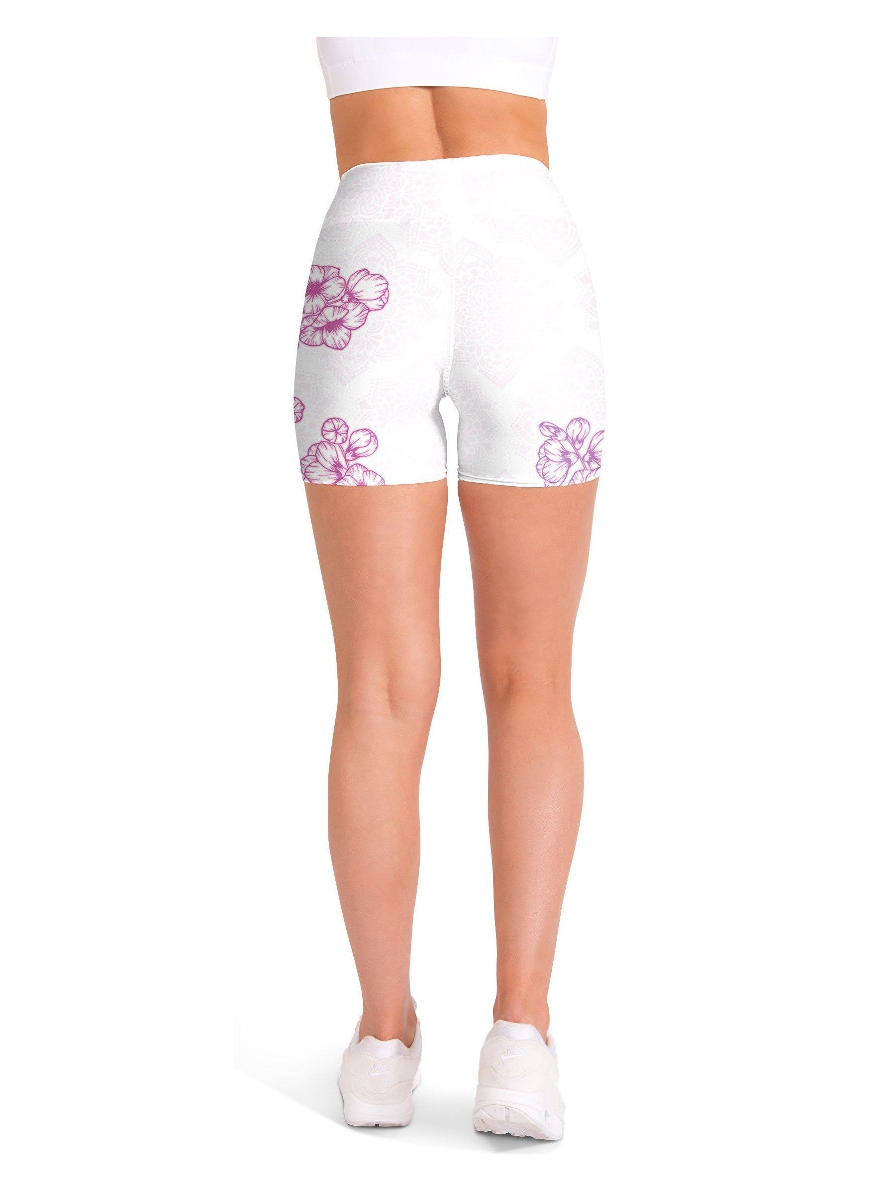 Pink Sakura Yoga Shorts Gearbunch