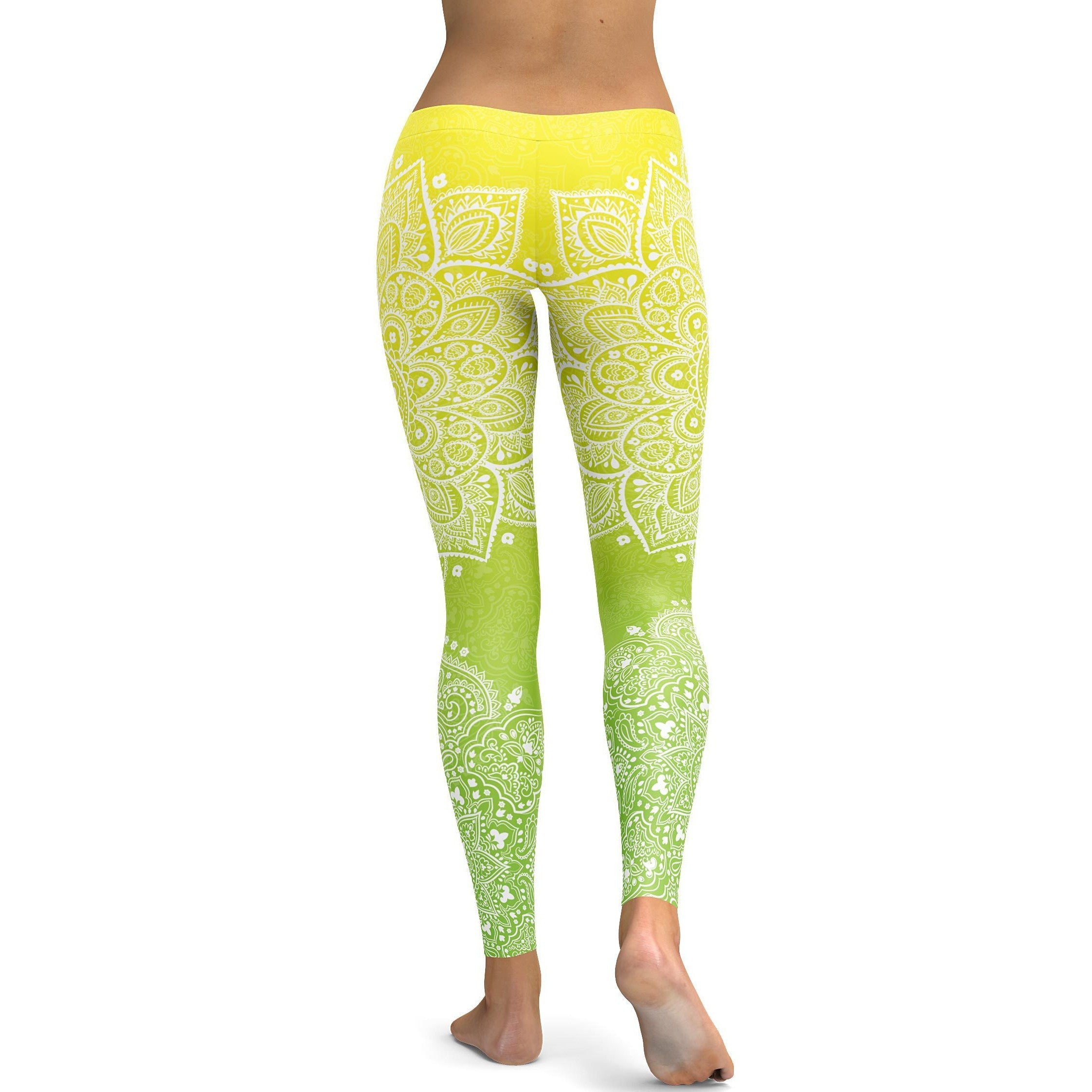 Yellow to Green Mandala Leggings