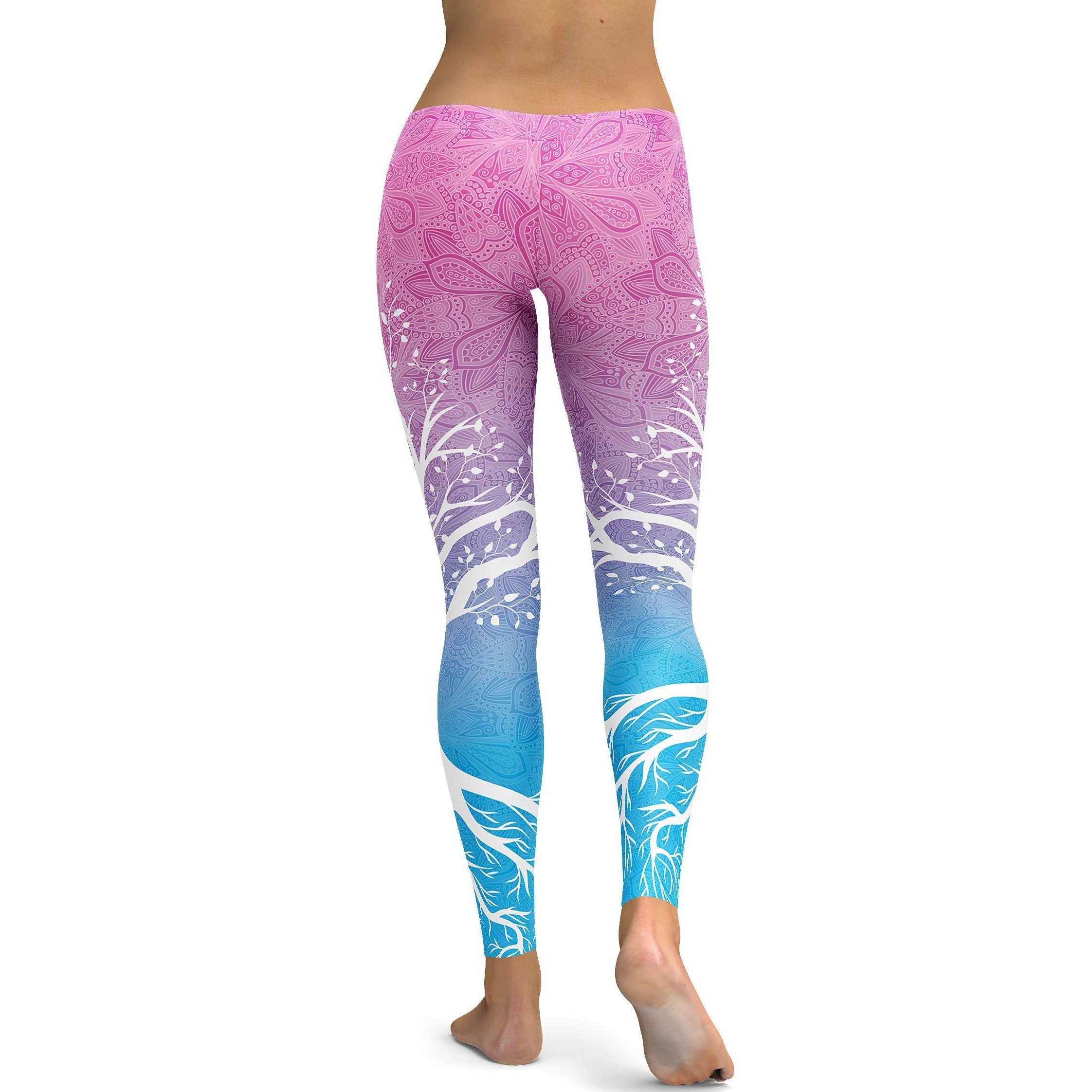 Pink to Blue Tree of Life Leggings