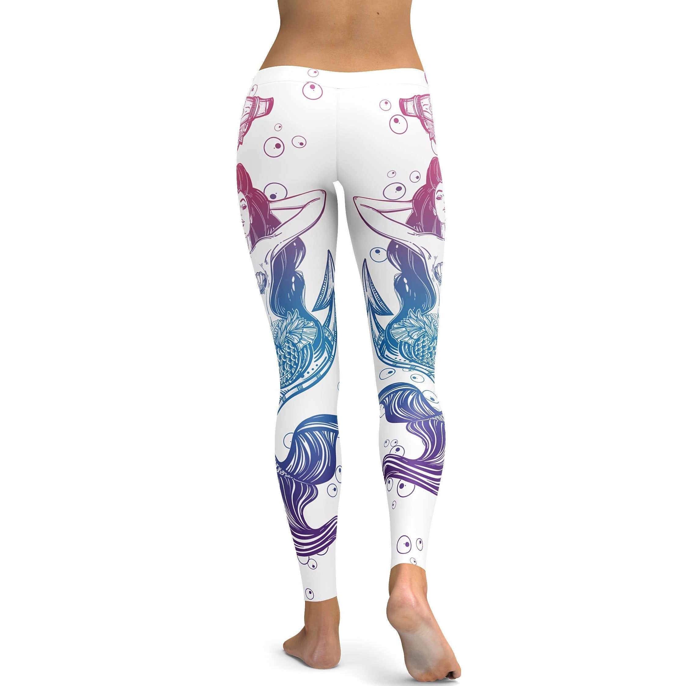 Bright White Mermaid Leggings - GearBunch Leggings / Yoga Pants